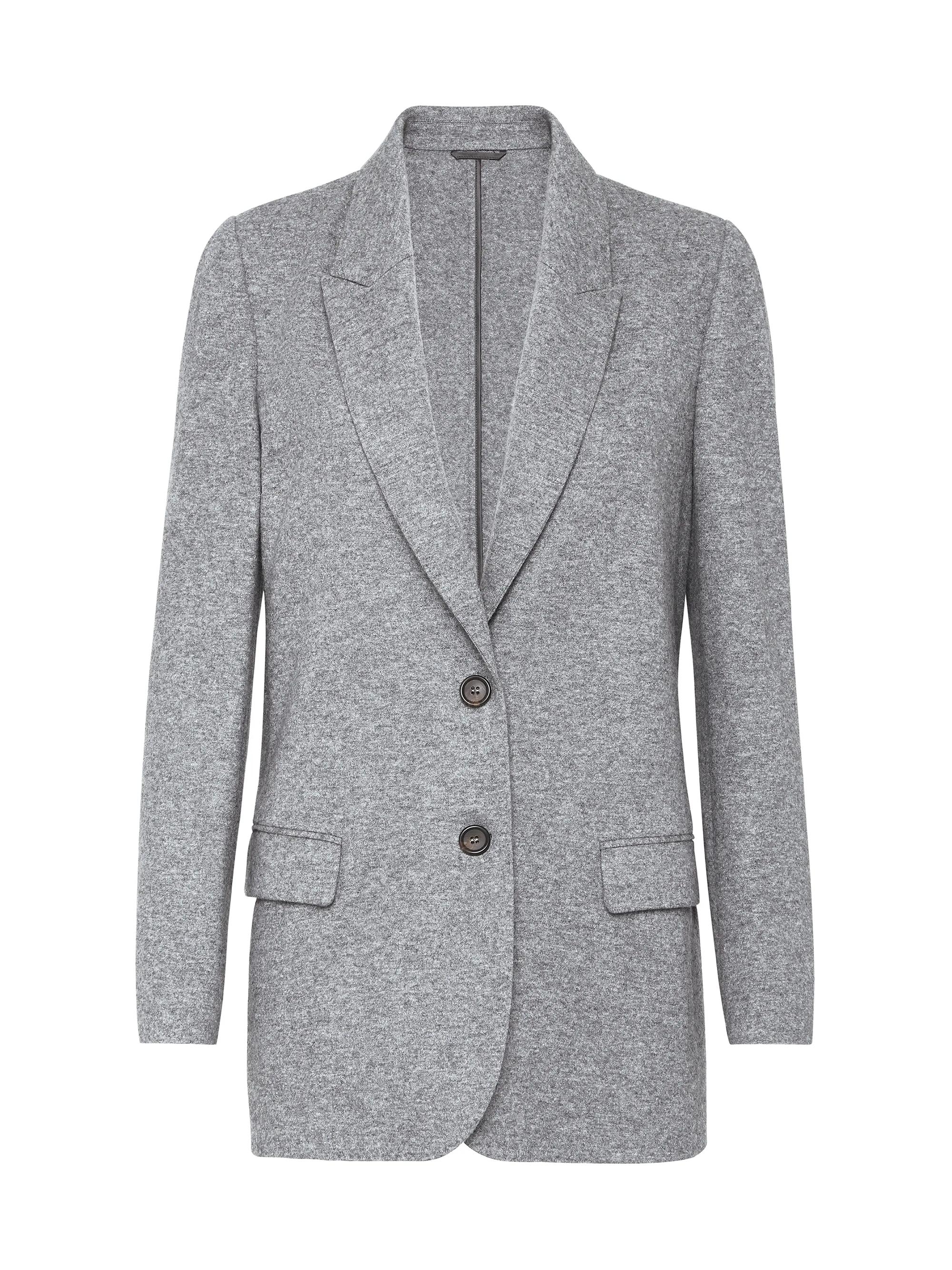 Brunello Cucinelli Women's Cashmere Jersey Deconstructed Blazer with Monili - Graphite