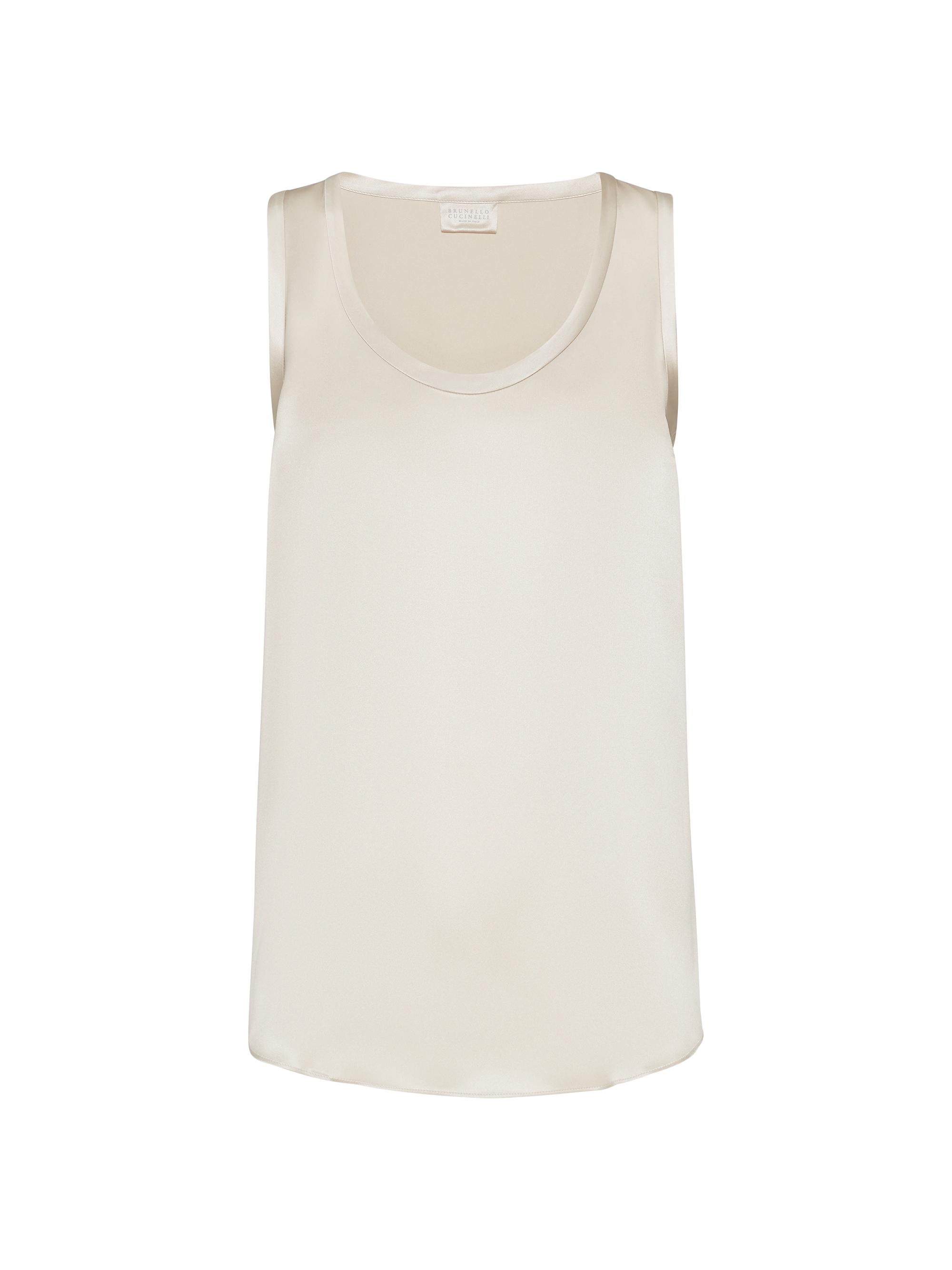 Brunello Cucinelli Women's Stretch Silk Satin Reversible Top - Anthracite