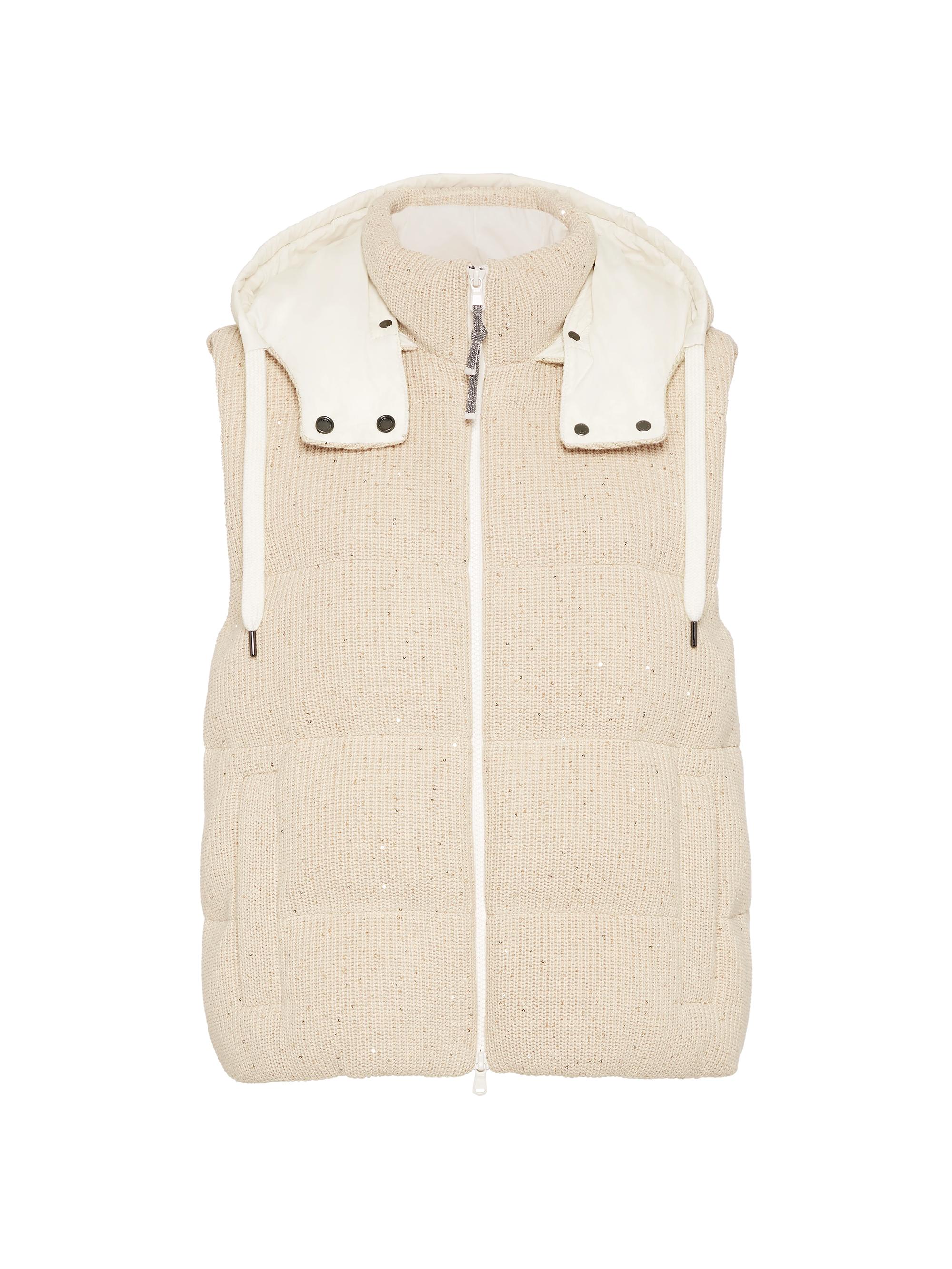 Brunello Cucinelli Women's Dazzling Cotton English Rib Knit Down Vest - Butter
