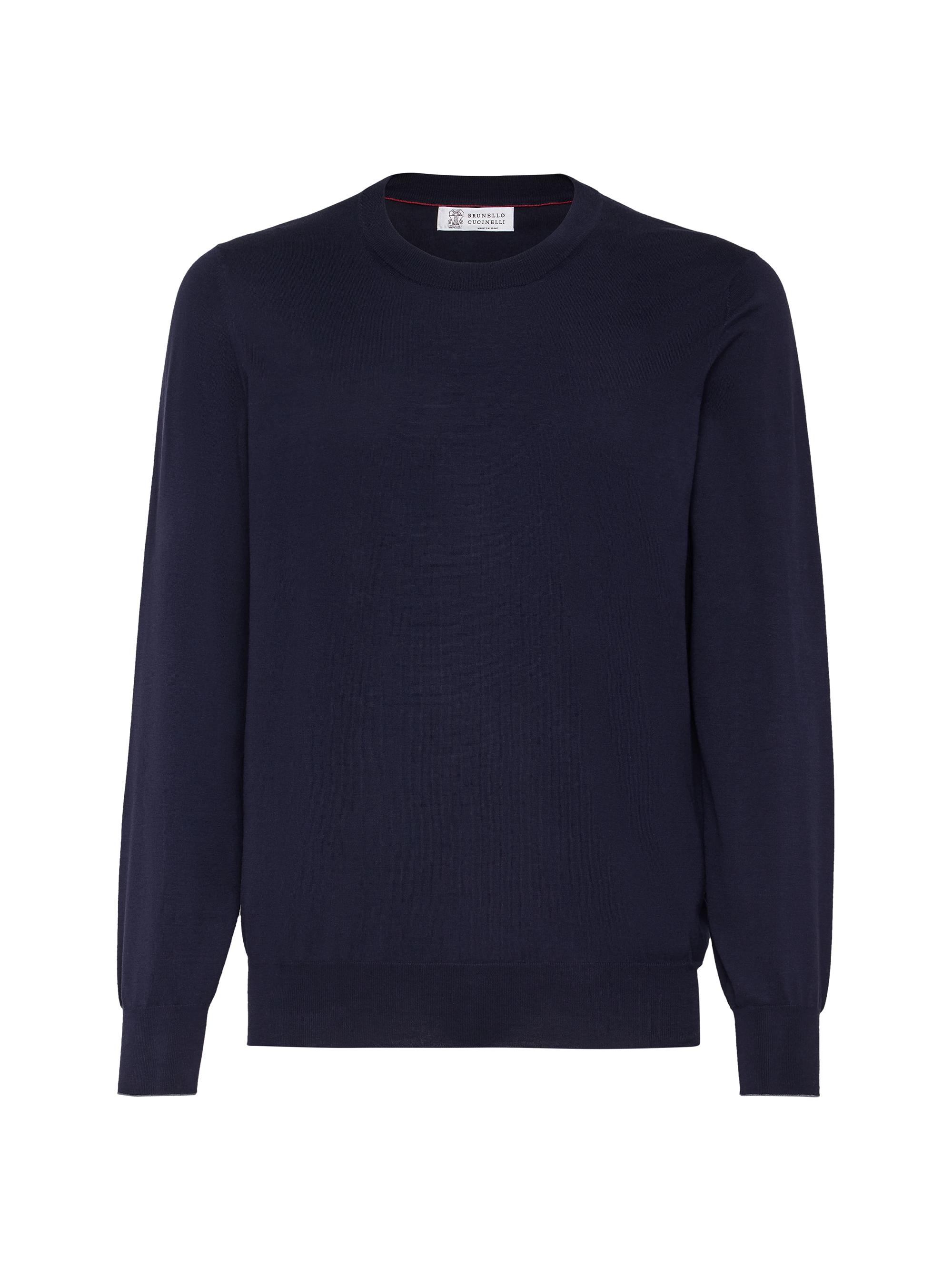 Brunello Cucinelli Men's Cotton Lightweight Sweater - Navy Blue