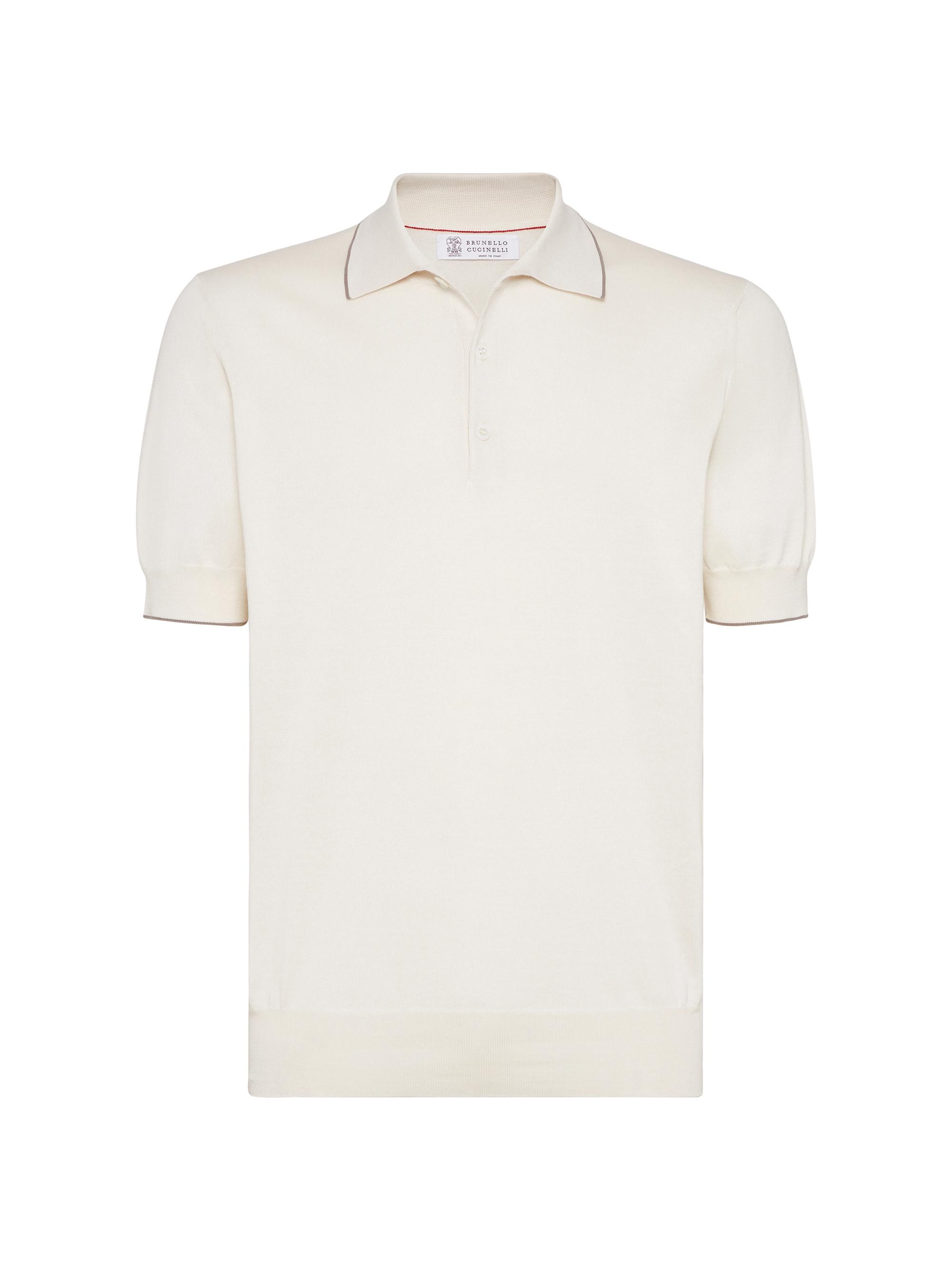 Brunello Cucinelli Men's Cotton Lightweight Knit Polo Shirt - Ecru