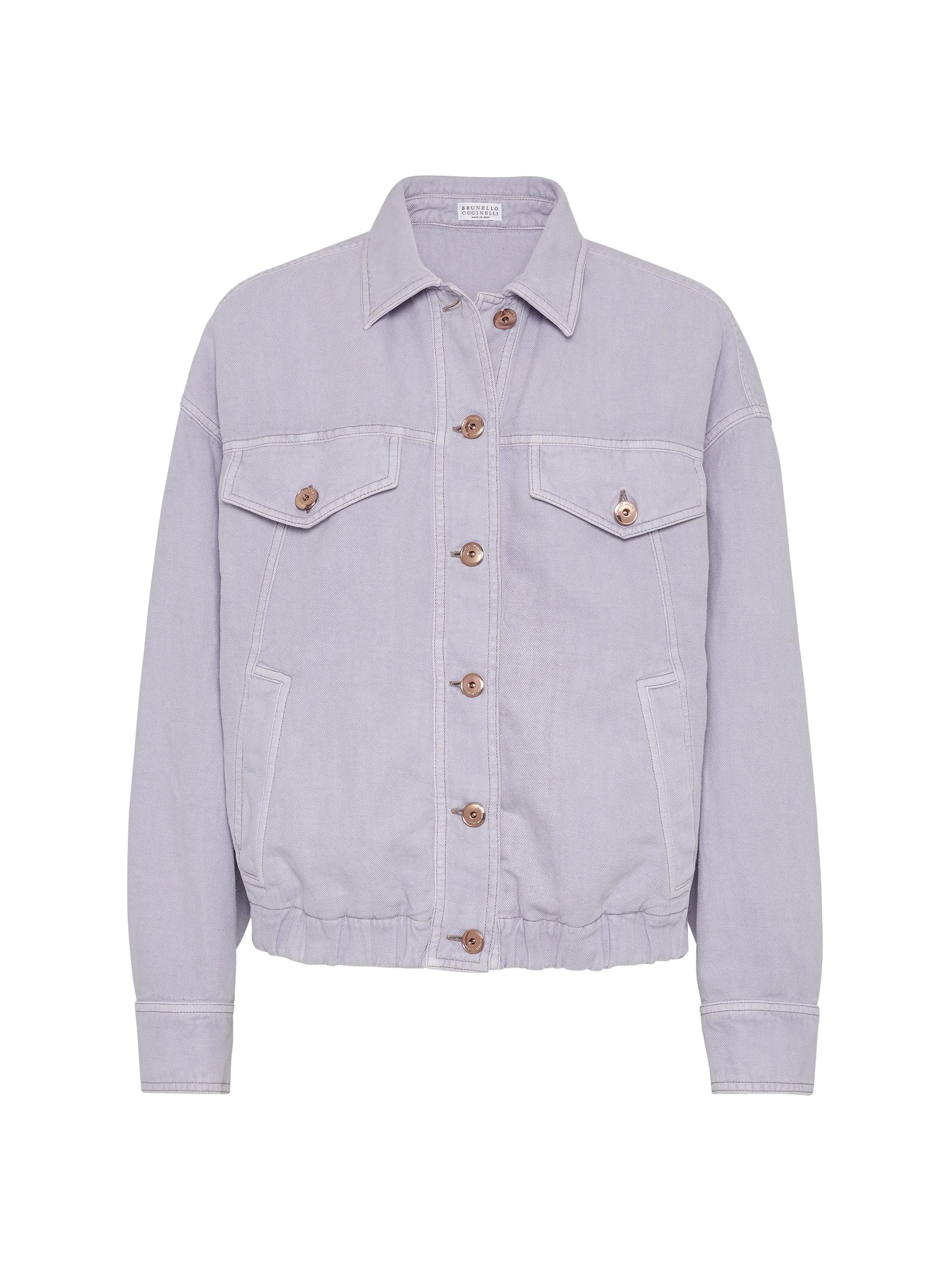 Brunello Cucinelli Women's Garment Dyed Cotton and Linen Cover Four Pocket Jacket with Monili - Cool Beige