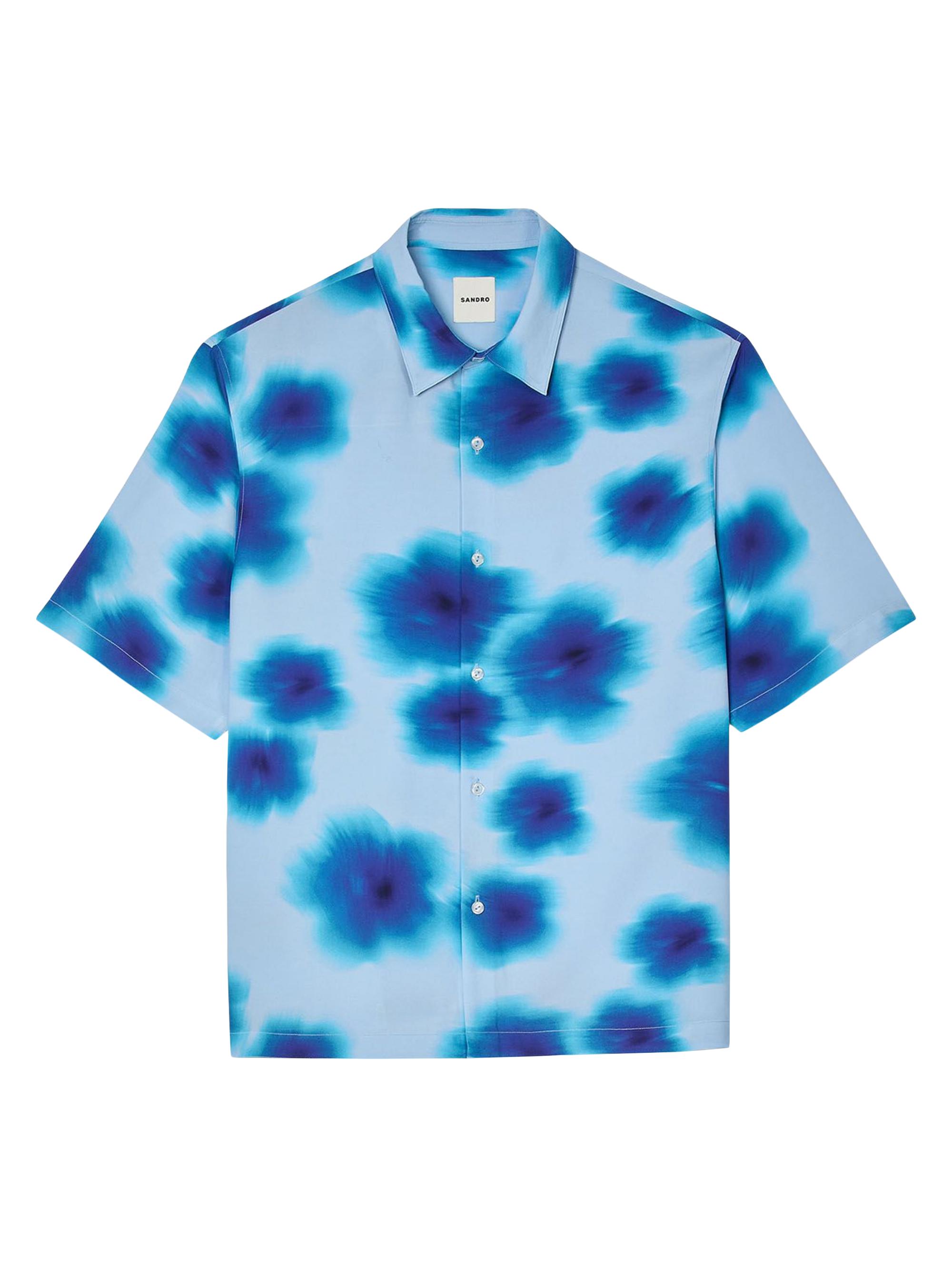Sandro Men's Floral Motif Shirt - Blue Sky