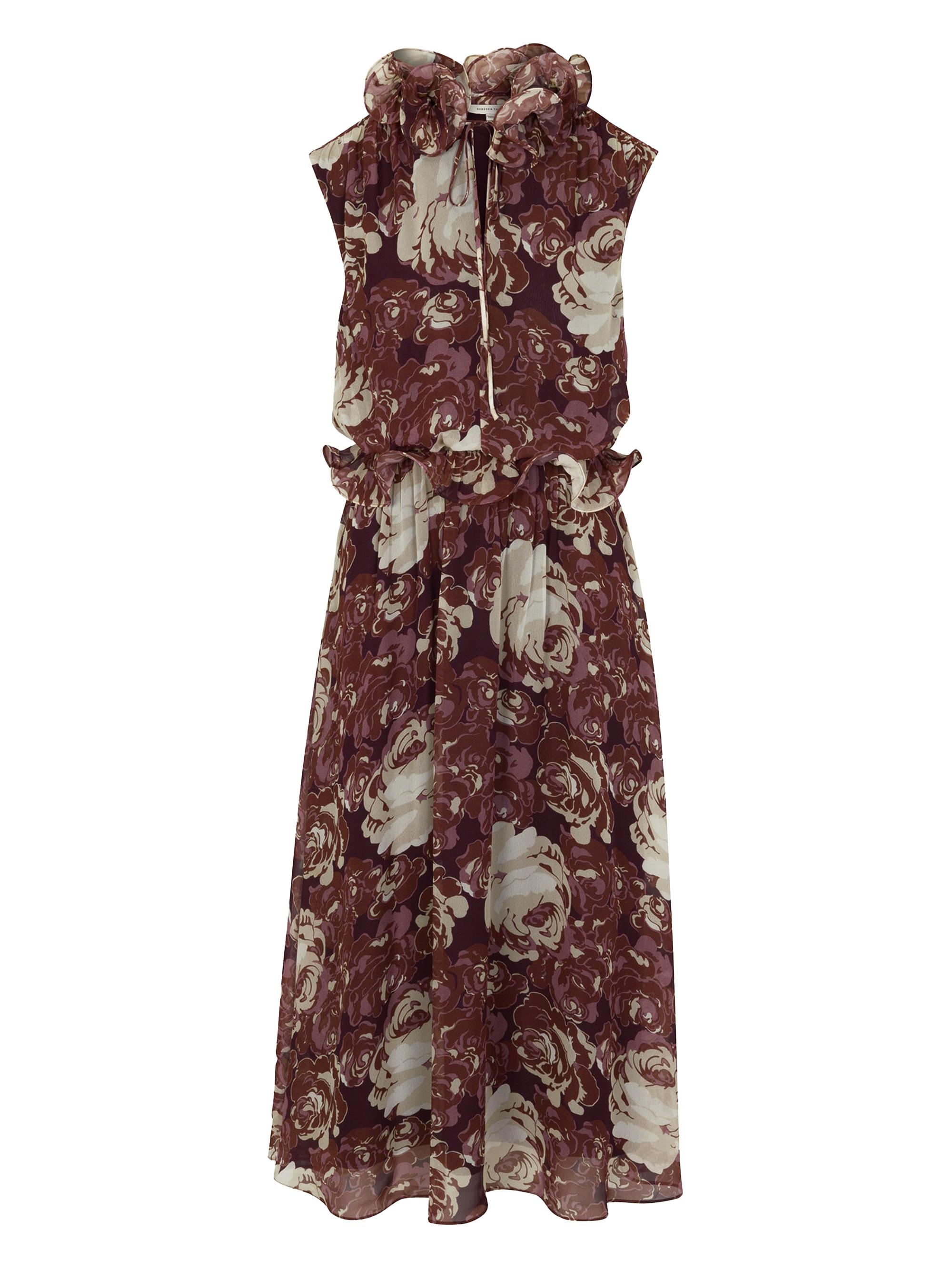 Rebecca Taylor Women's Sarita Chiffon Ruffled Midi-Dress - Raisin Combo