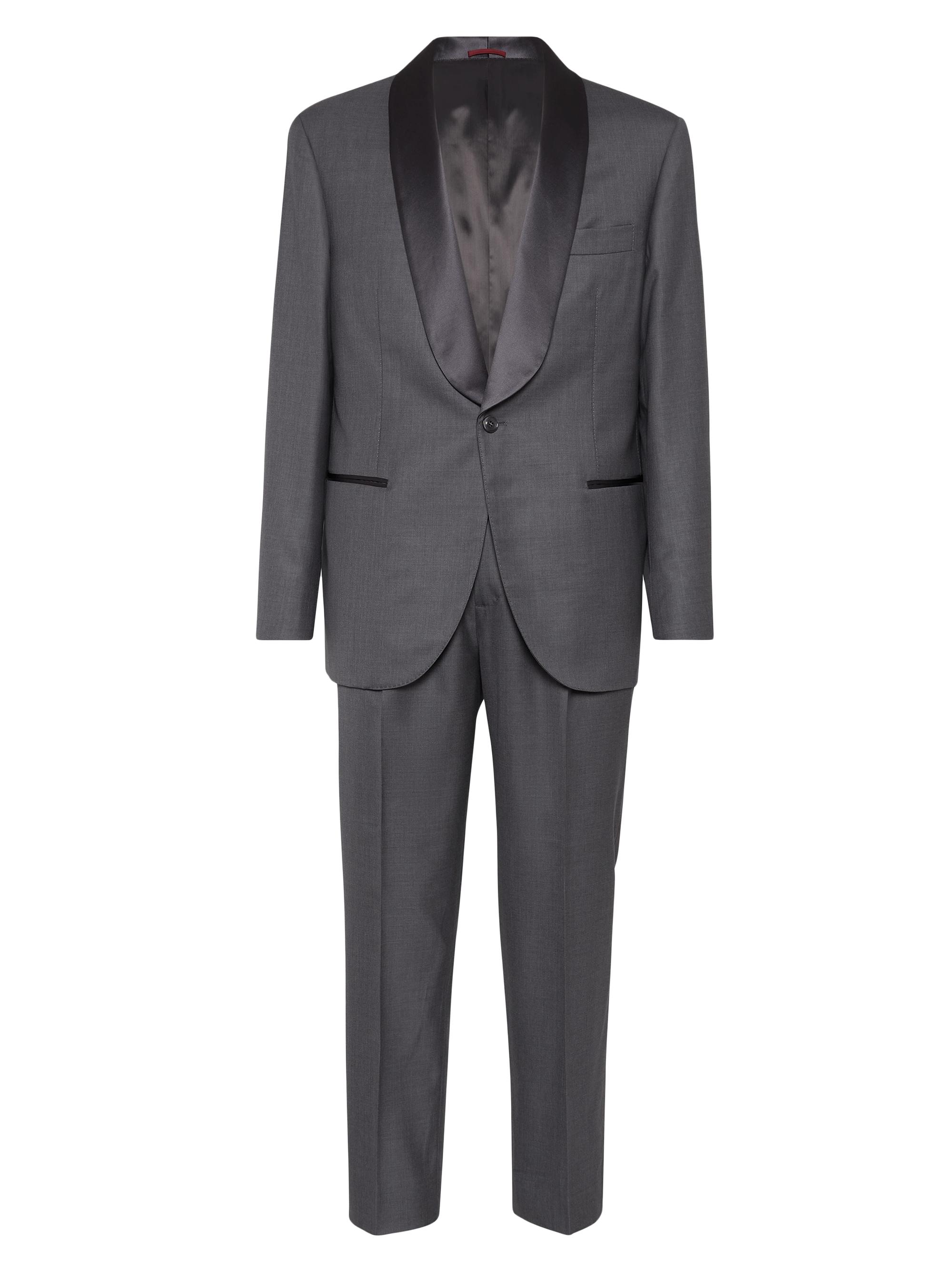 Brunello Cucinelli Men's Tuxedo with Shawl Lapel Jacket and Pleated Trousers - Grey