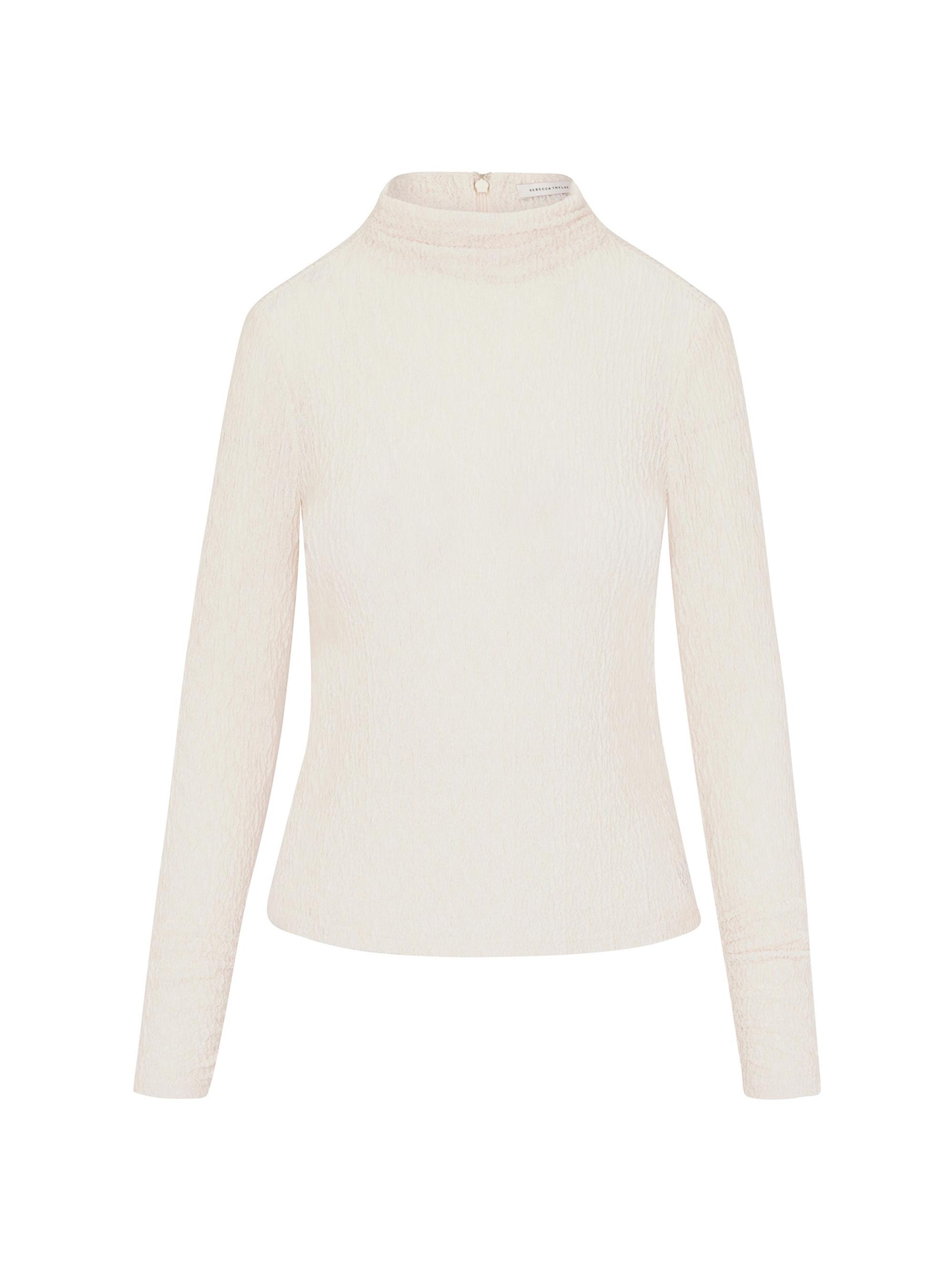 Rebecca Taylor Women's Taryn Knit Lace Long-Sleeve Top - Cream