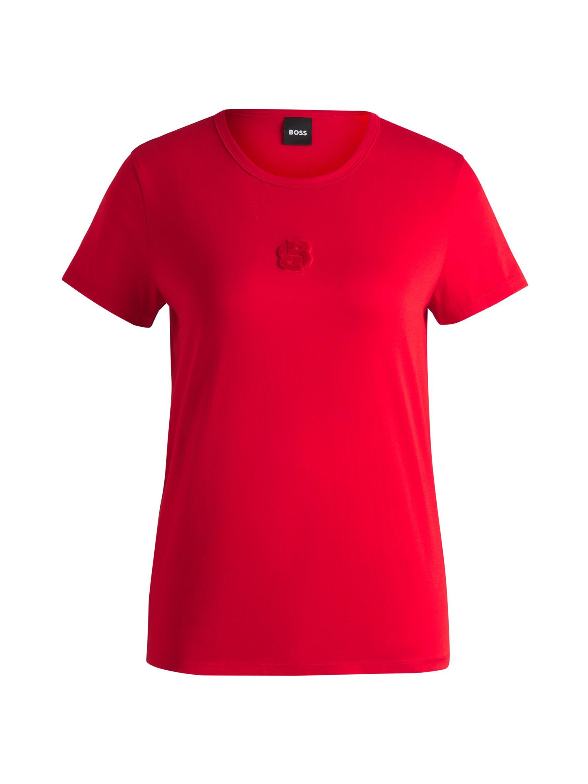 BOSS Women's Mercerized-Cotton T-Shirt with Double B Monogram - Black