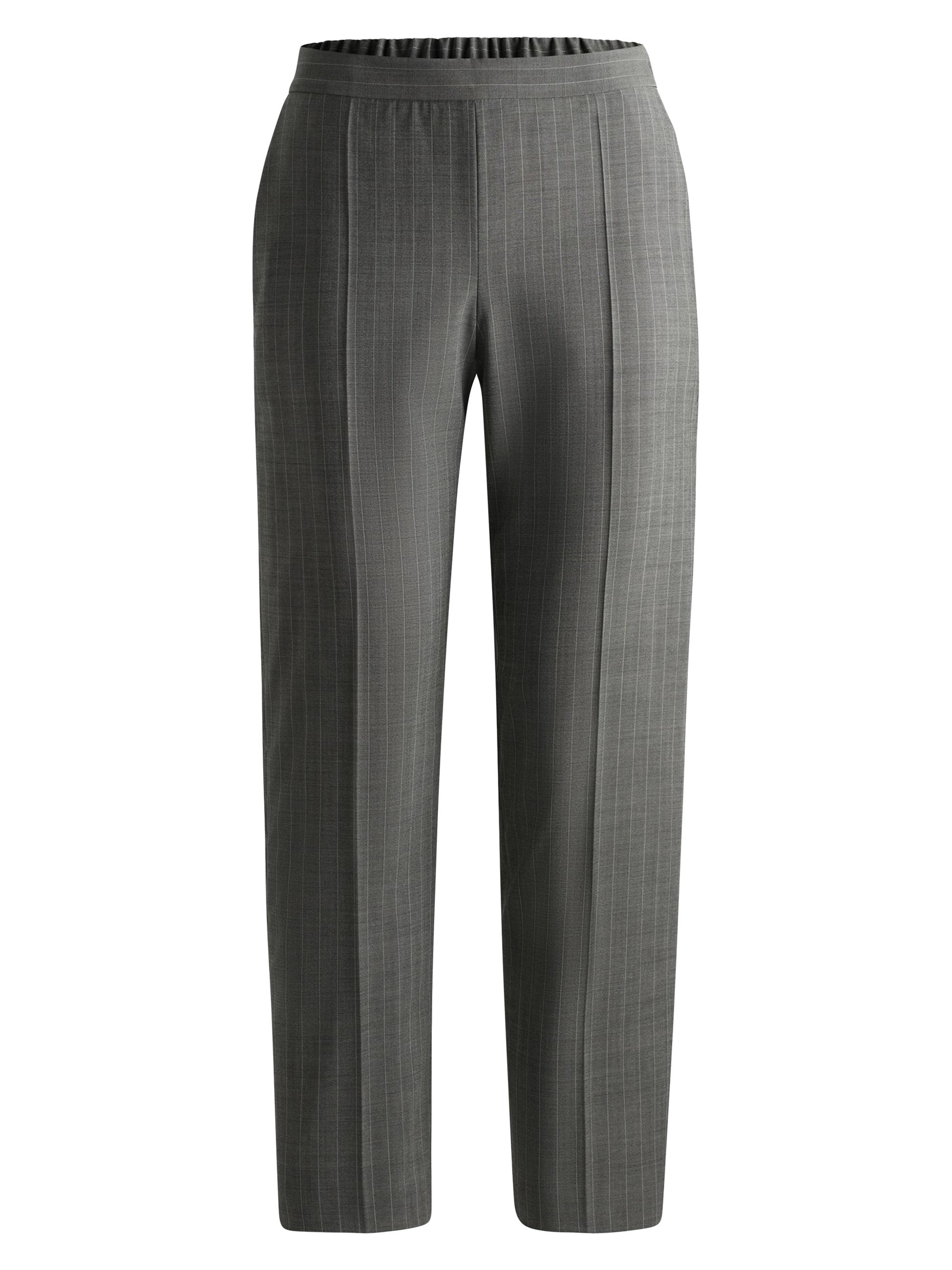 BOSS Women's Regular-Fit Trousers in Striped Wool - Grey