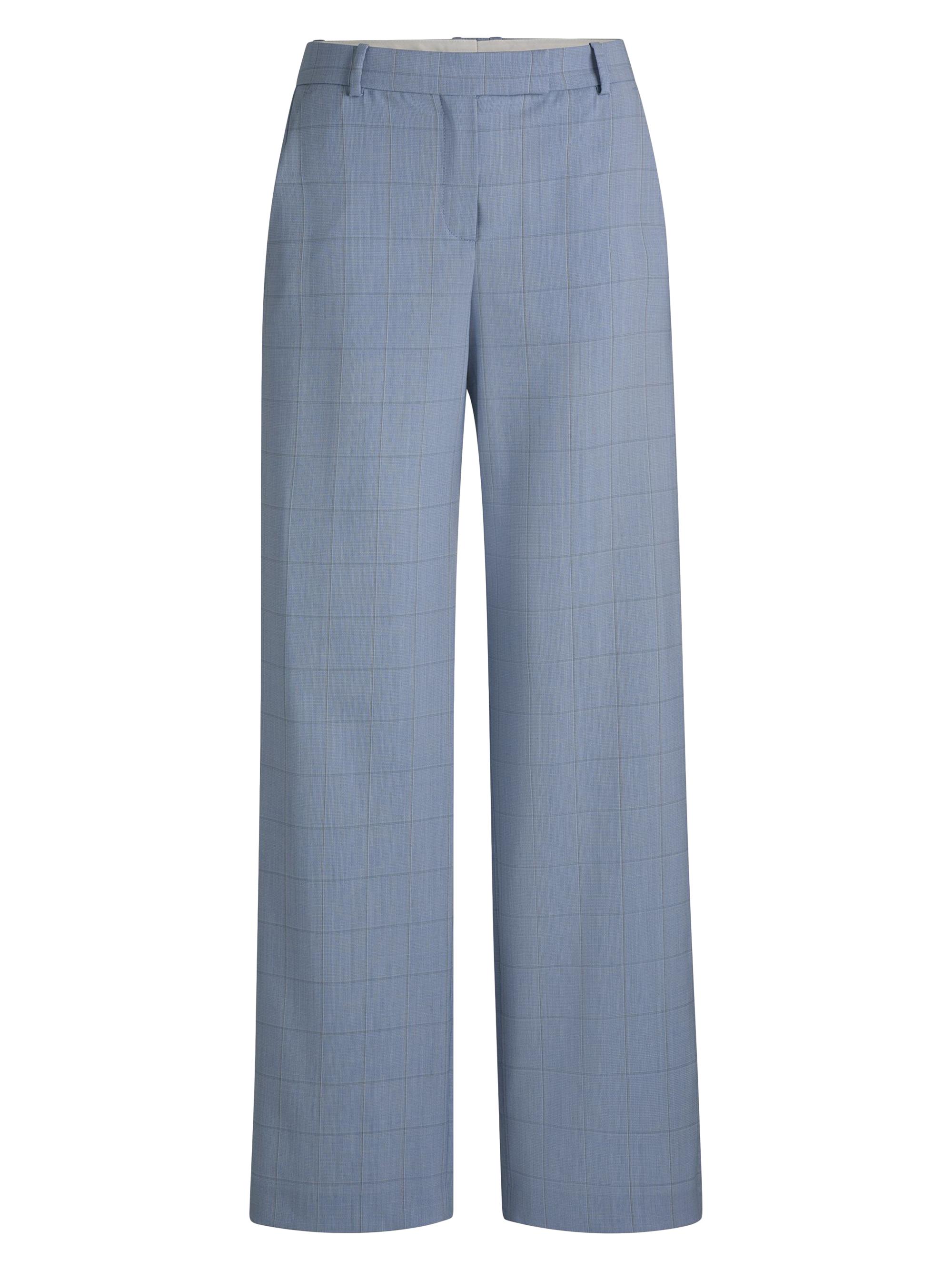 BOSS Women's Regular-Fit Trousers in Checked Wool - Blue