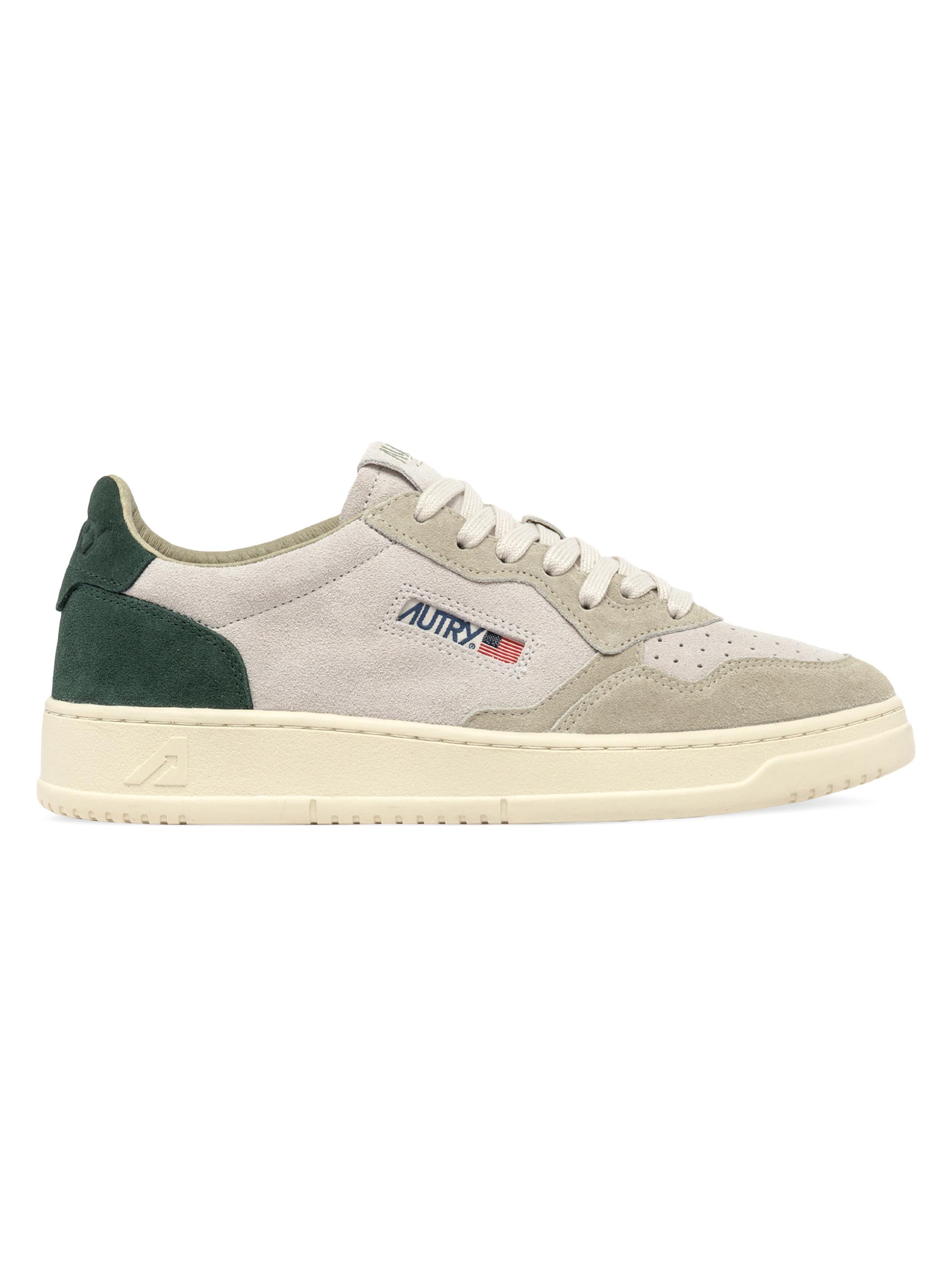 Autry Men's Medalist Suede Low-Top Sneakers - White Green