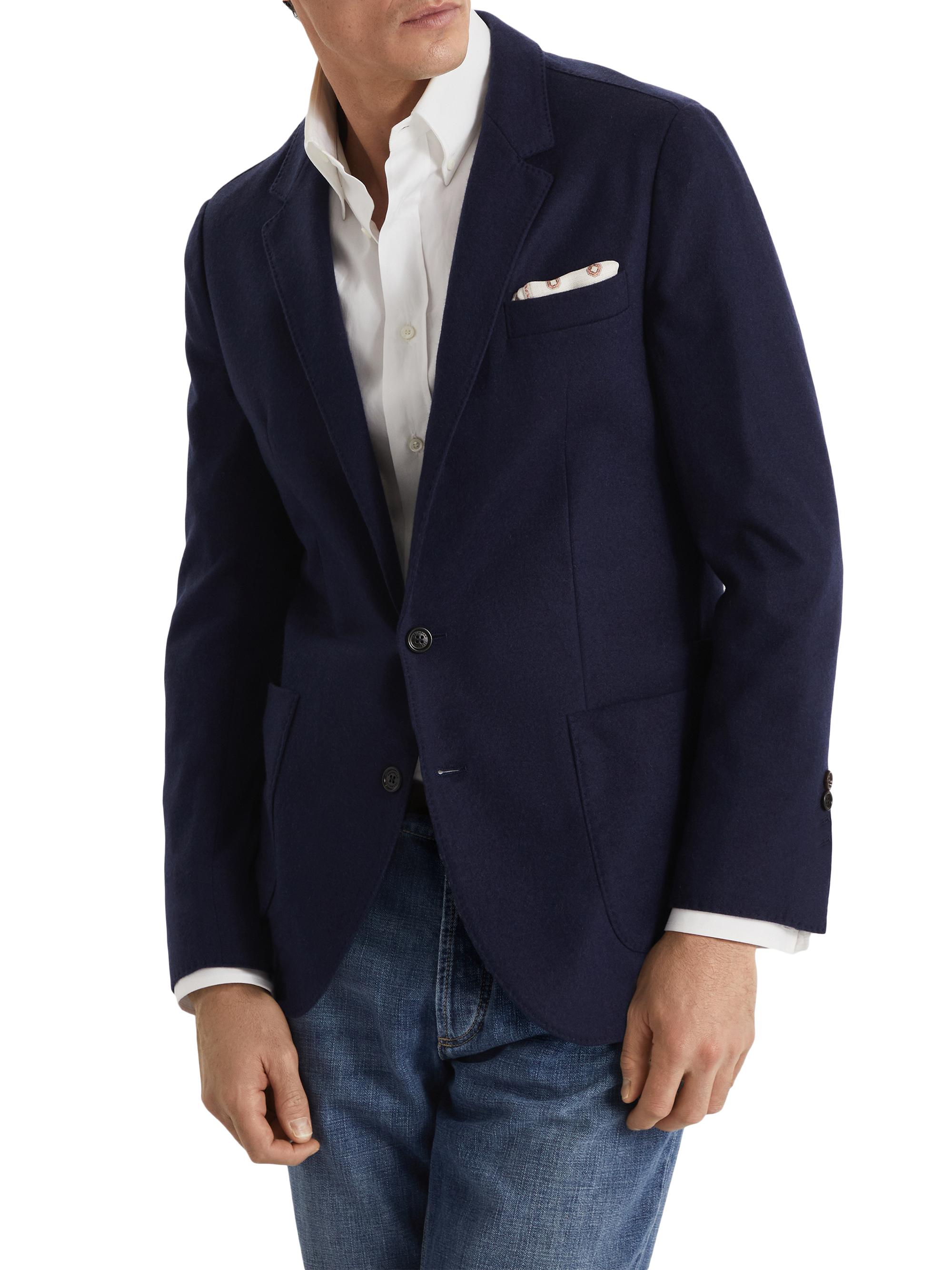 Brunello Cucinelli Men's Cashmere Jersey Blazer with Patch Pockets - Cobalt