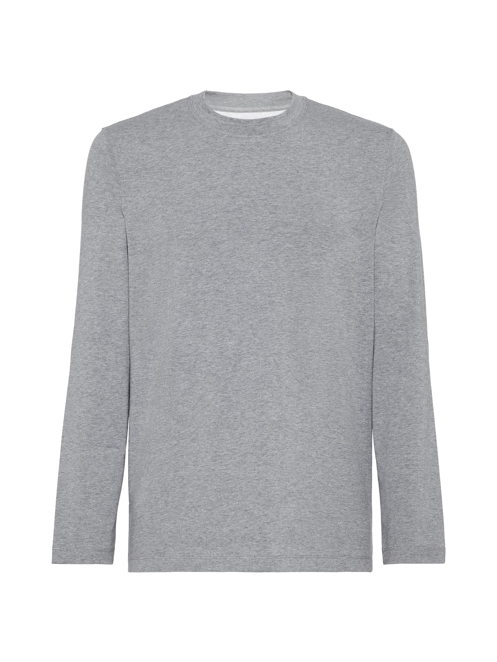 Brunello Cucinelli Men's Cotton Jersey Long Sleeve Crewneck T-Shirt Grey