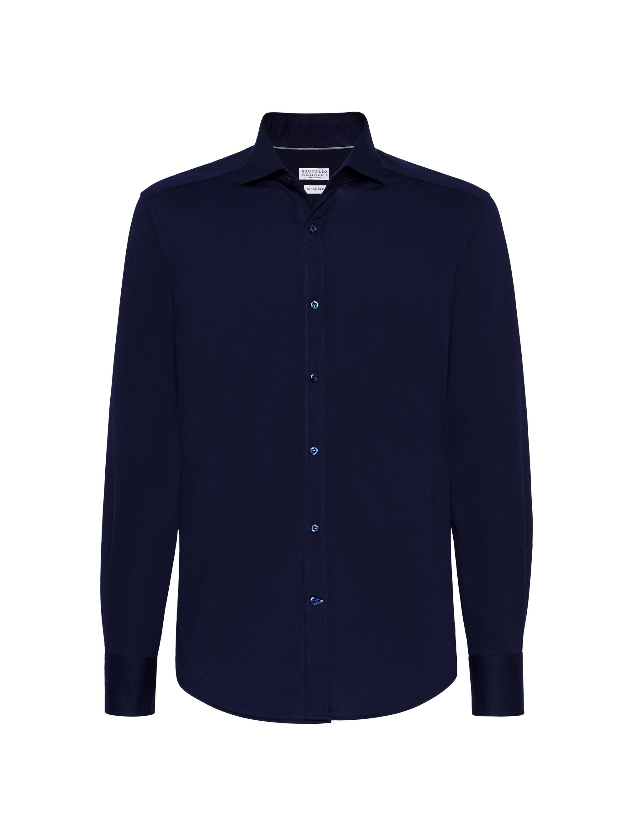 Brunello Cucinelli Men's Cotton Piqué Basic Fit Shirt with Spread Collar - White