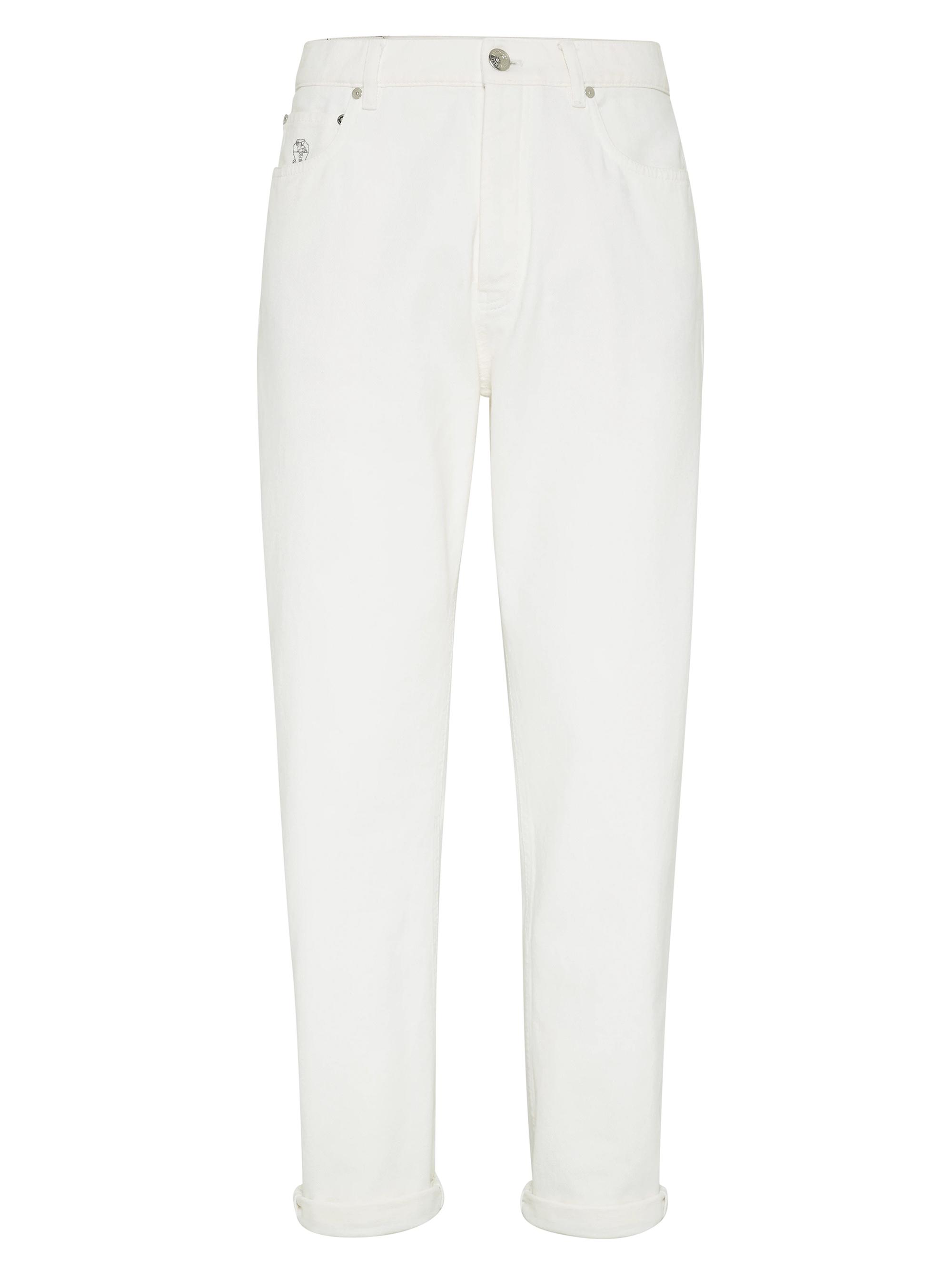 Brunello Cucinelli Men's Garment Dyed Iconic Fit Five Pocket Jeans - Snow