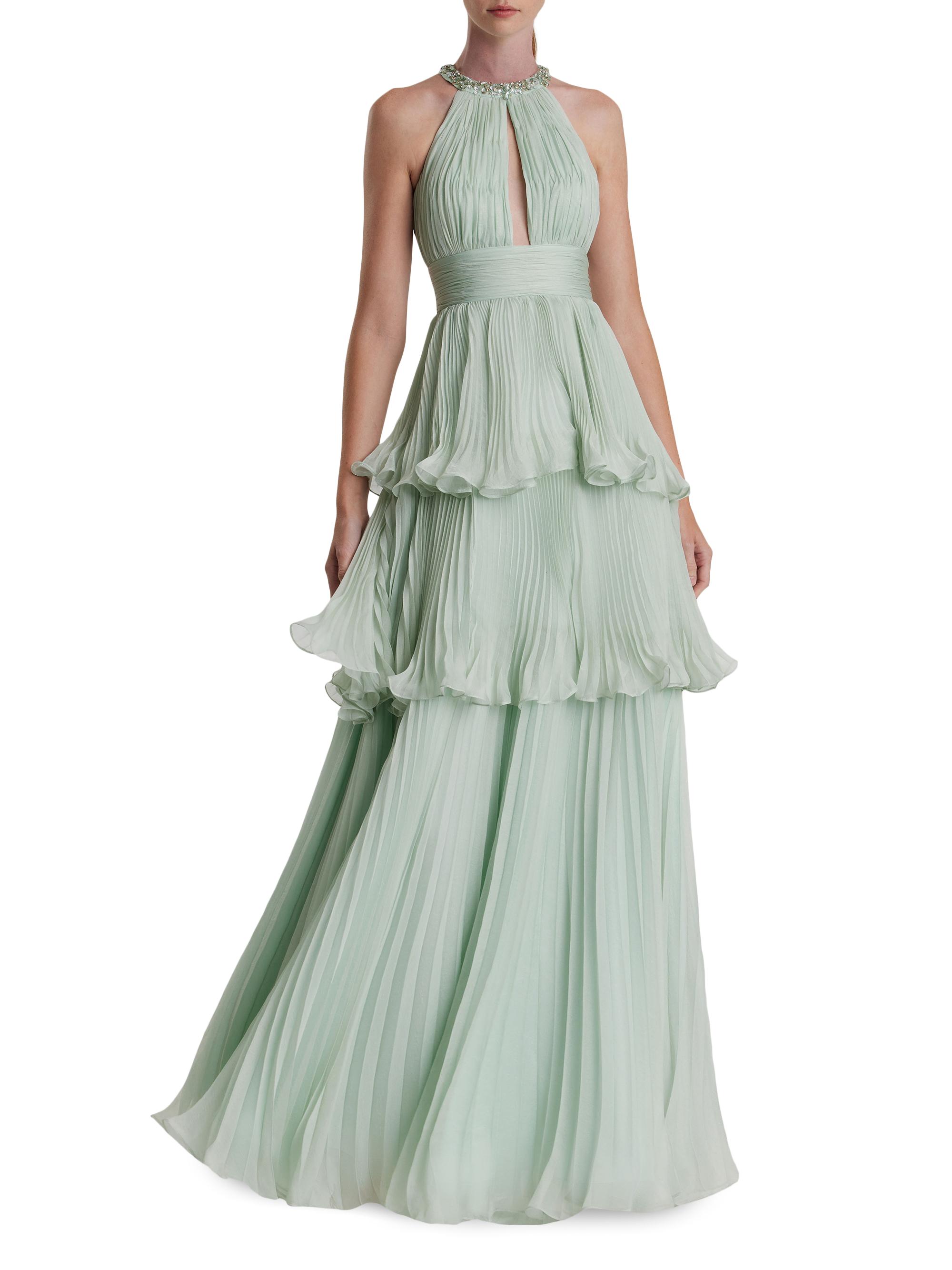 Mac Duggal Women's Prom Chiffon Tiered Gown - Mint