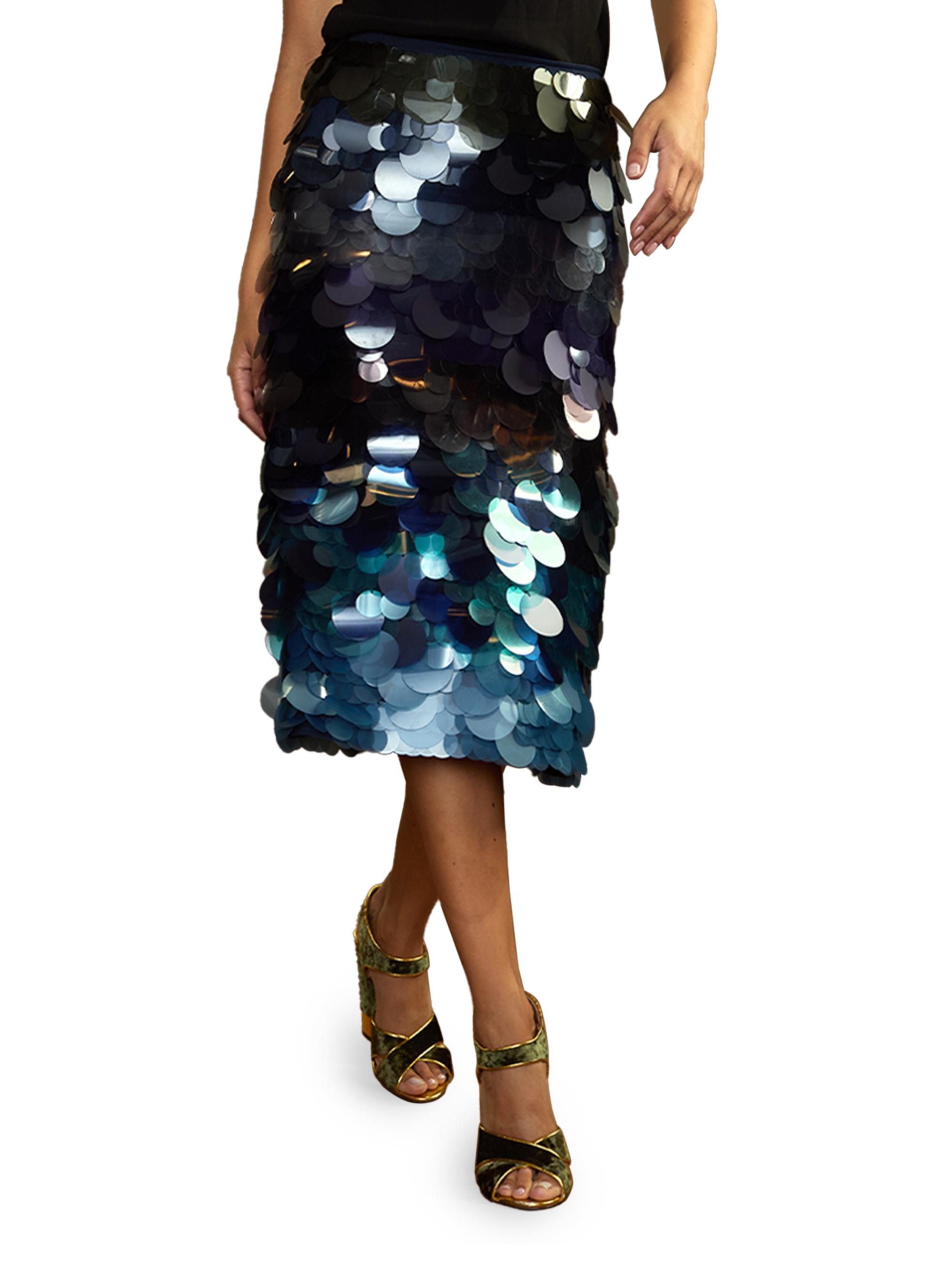 Cynthia Rowley Women's Aurora Paillette Midi Skirt - Night Sky