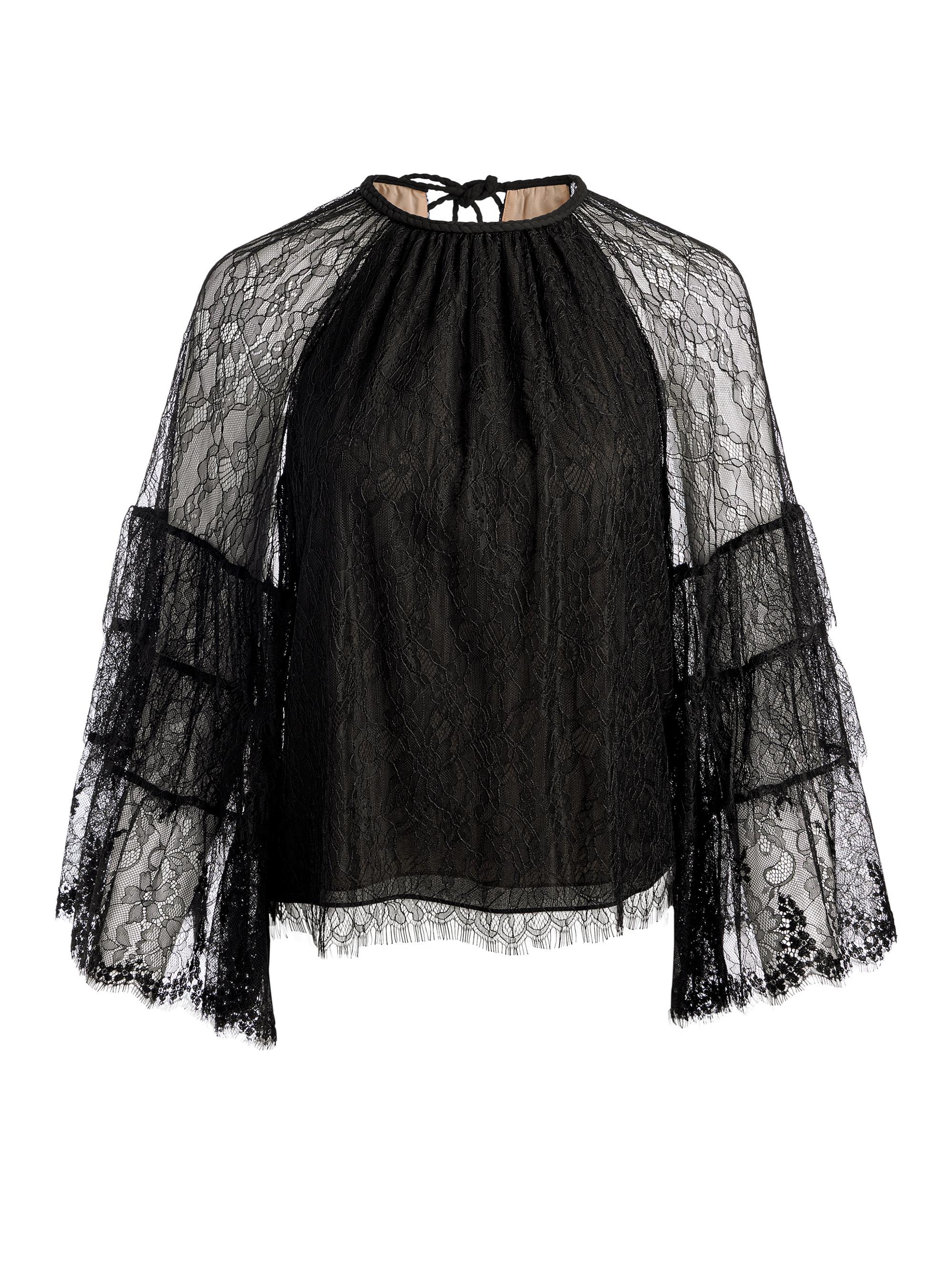 Alice + Olivia Delia Lace Ruffle Tunic Top | Saks Fifth Avenue
