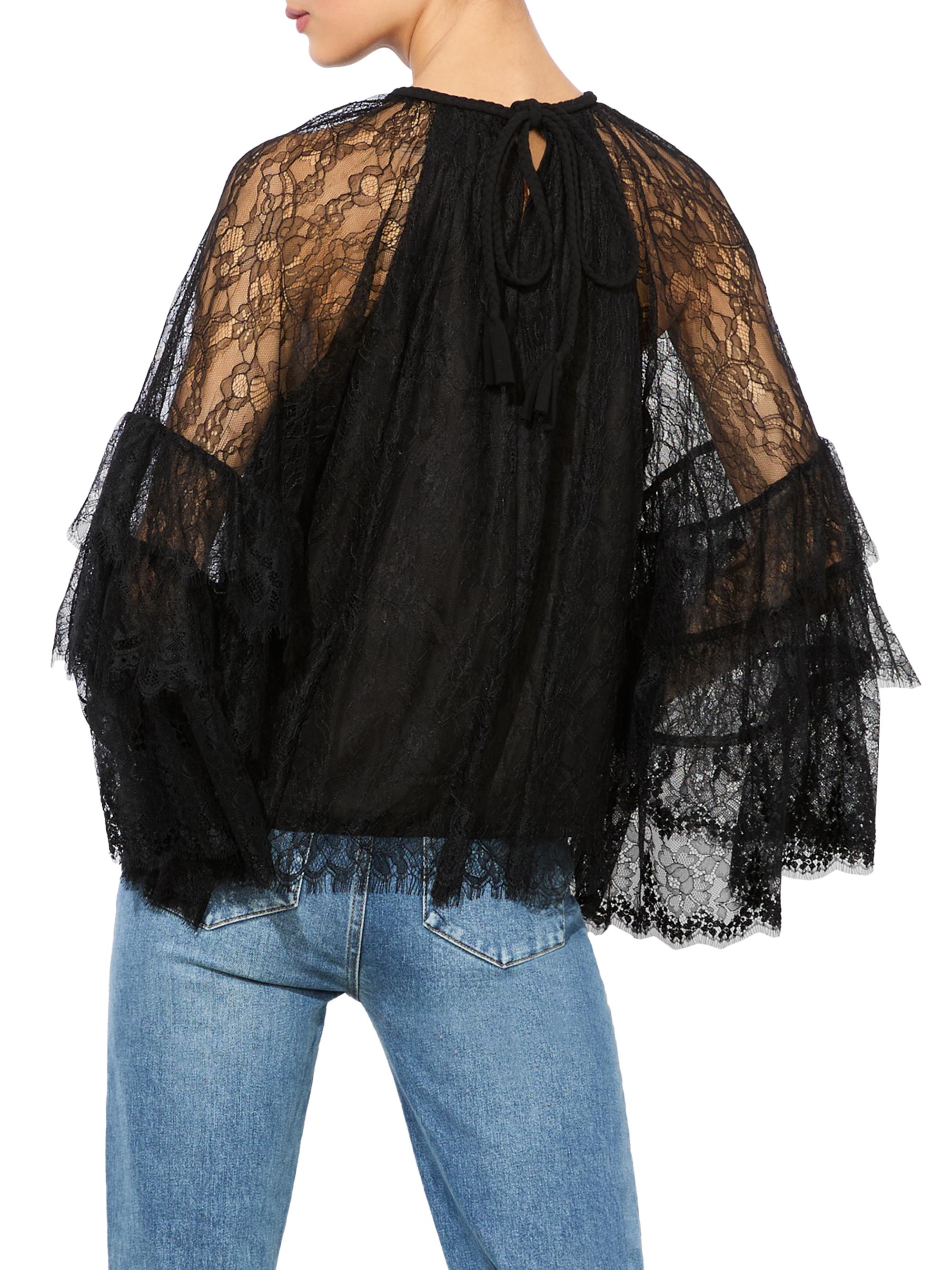 T-shirt Noir Dentelle Avec Volants Déchirés Torrid Taille 1X - Manches Courtes Plus Size