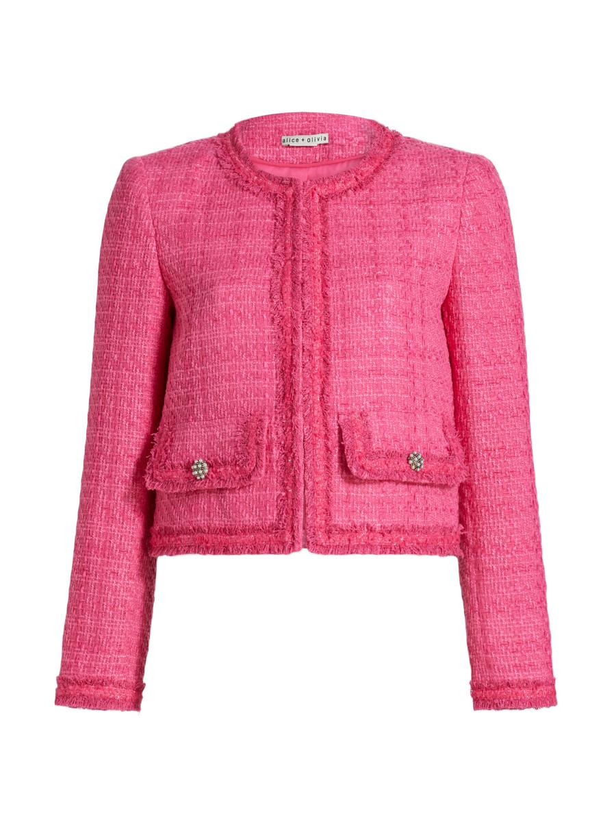 Alice + Olivia Landon Tweed Cropped Jacket | Saks Fifth Avenue