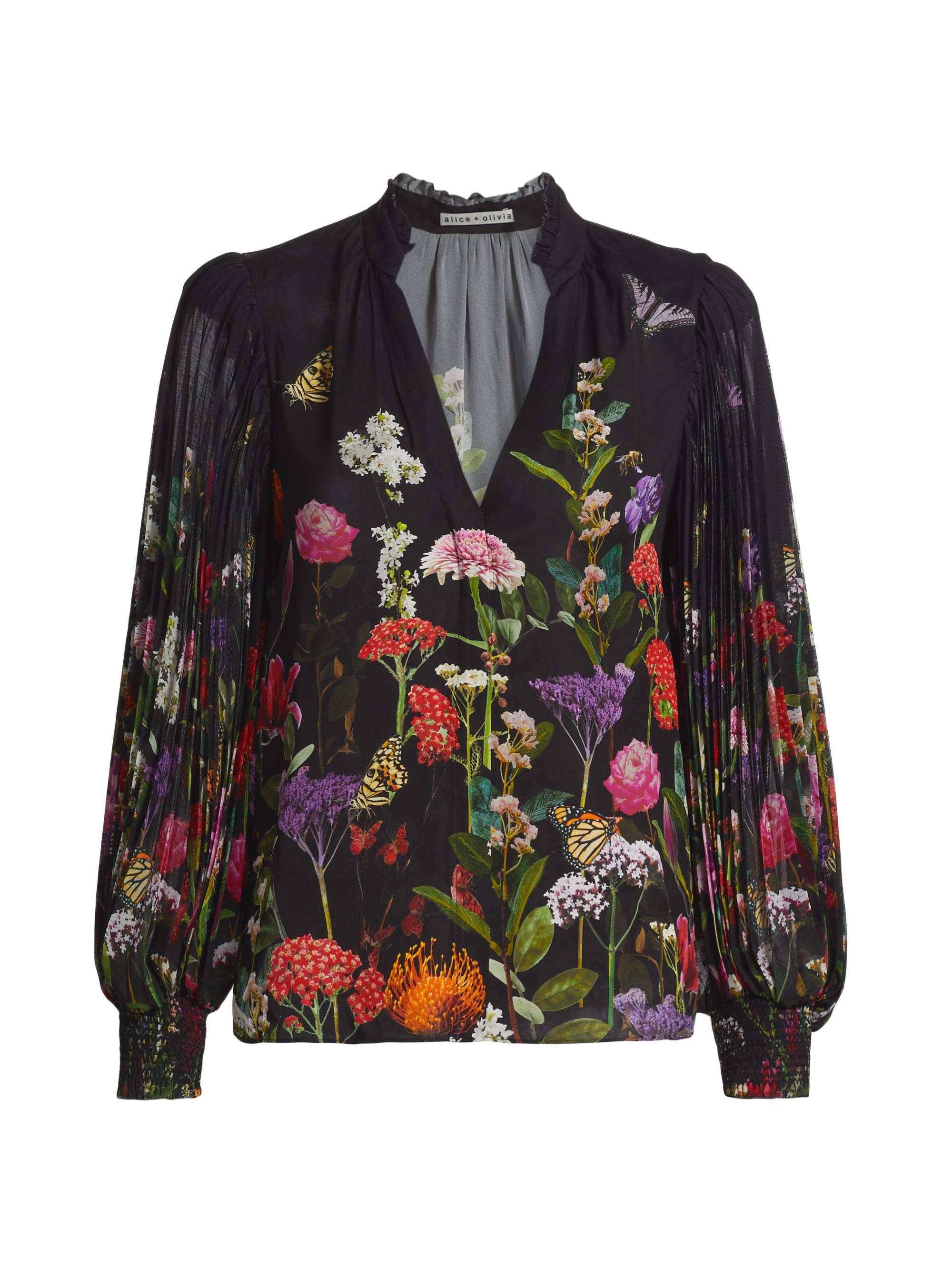 Alice + Olivia Women's Ilan Floral Pleated Blouse - Secret Garden