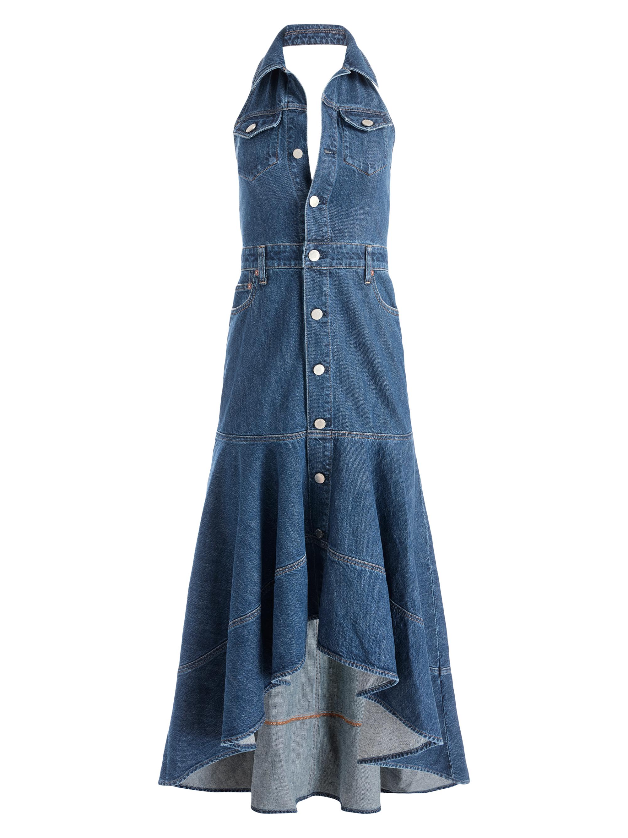 ALICE + OLIVIA Juana High-Low Denim Maxi Dress | Saks Fifth Avenue