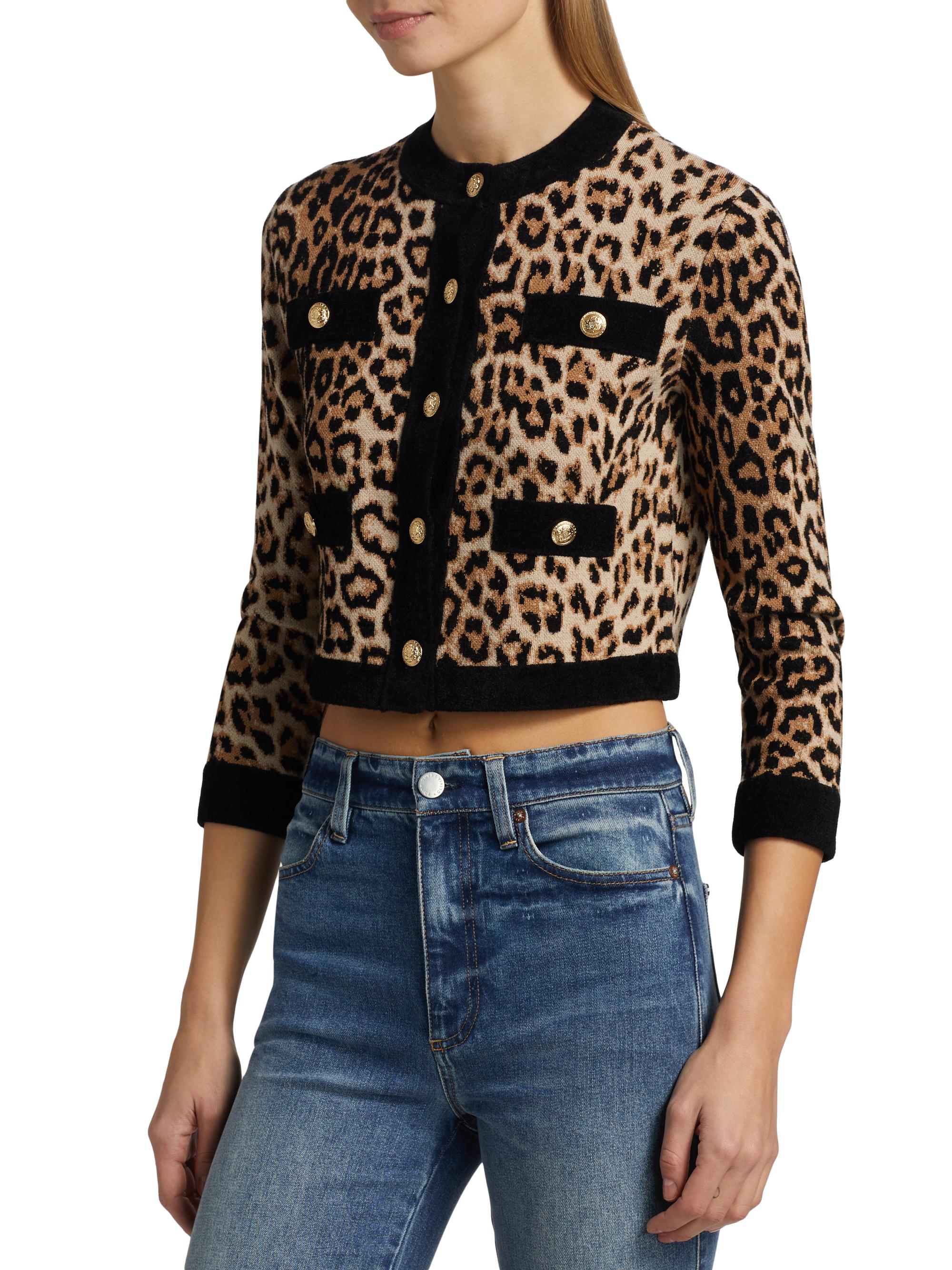 Alice + Olivia Claira Leopard Cardigan | Saks Fifth Avenue