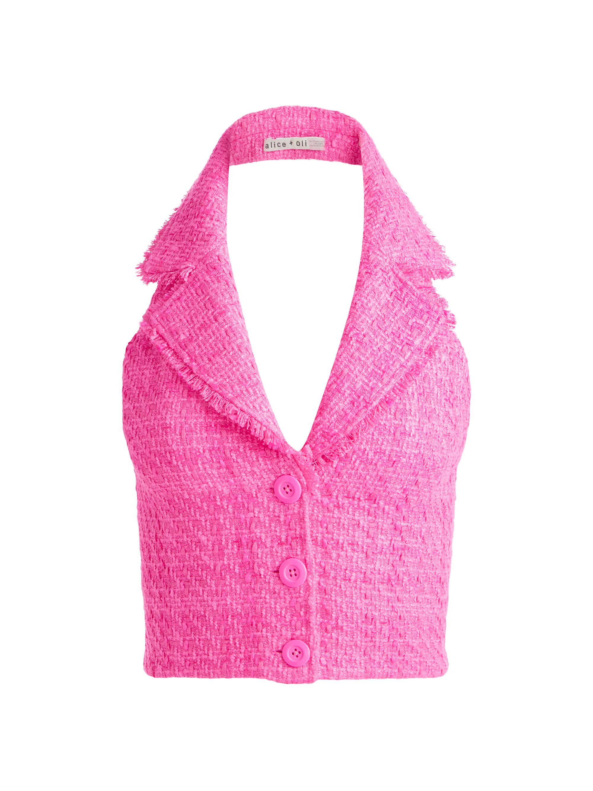 Alice + Olivia Women's Meri Halter Cropped Blazer Top - Wild Pink