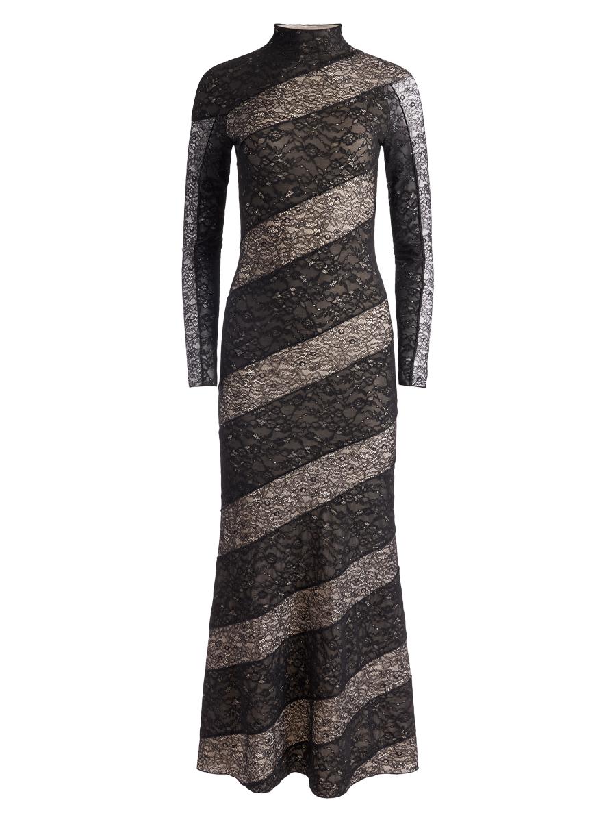 Alice + Olivia Delora Lace Mock-Turtleneck Maxi Dress | Saks