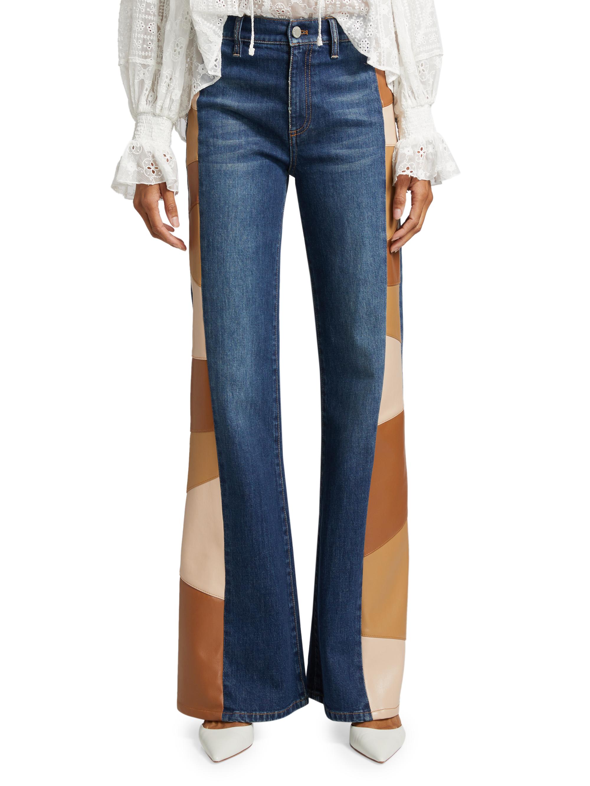Alice + Olivia Patchwork Flare Jeans | Saks Fifth Avenue