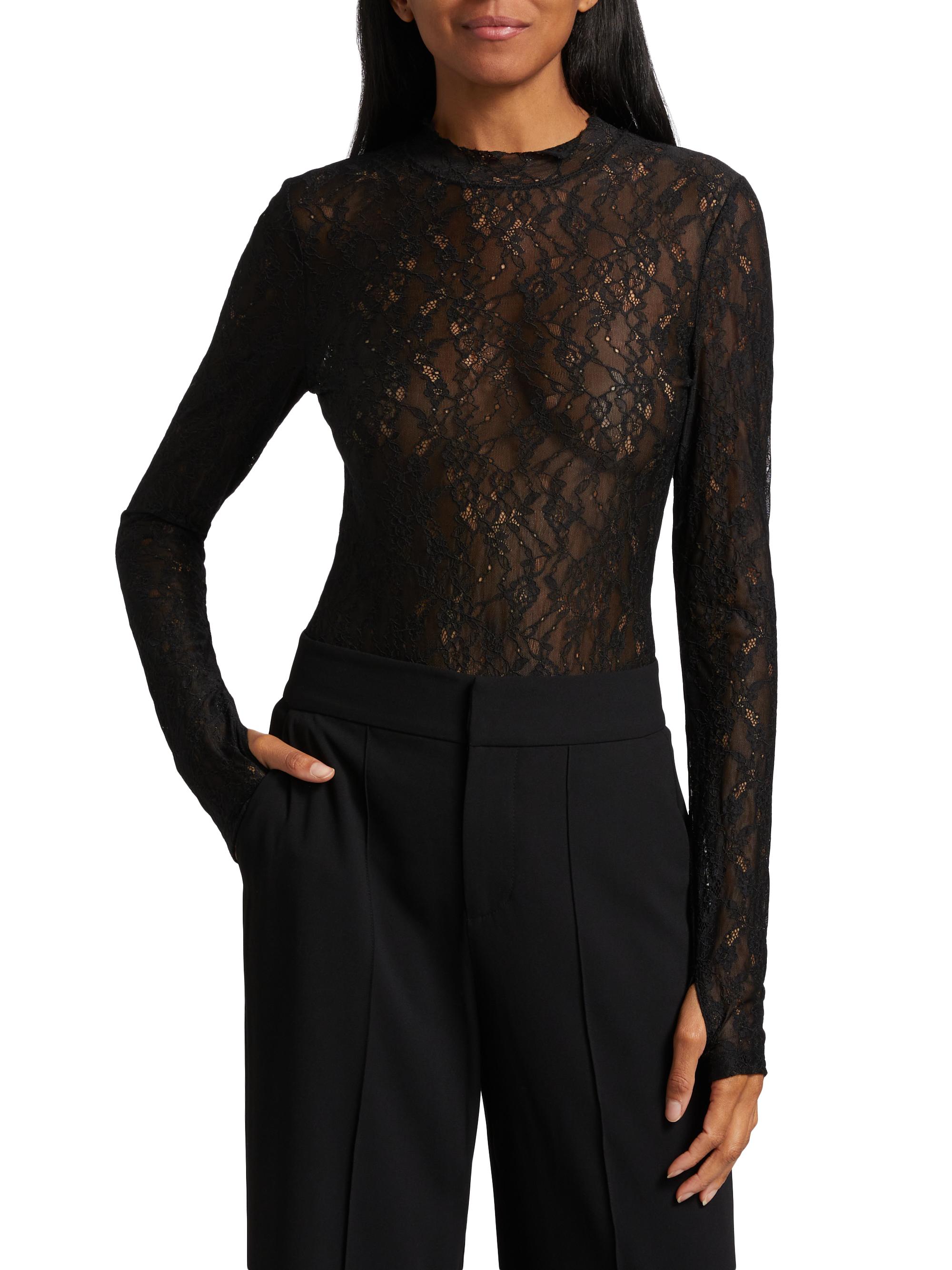 Alice + Olivia Taeyn Lace Crewneck Bodysuit | Saks Fifth Avenue