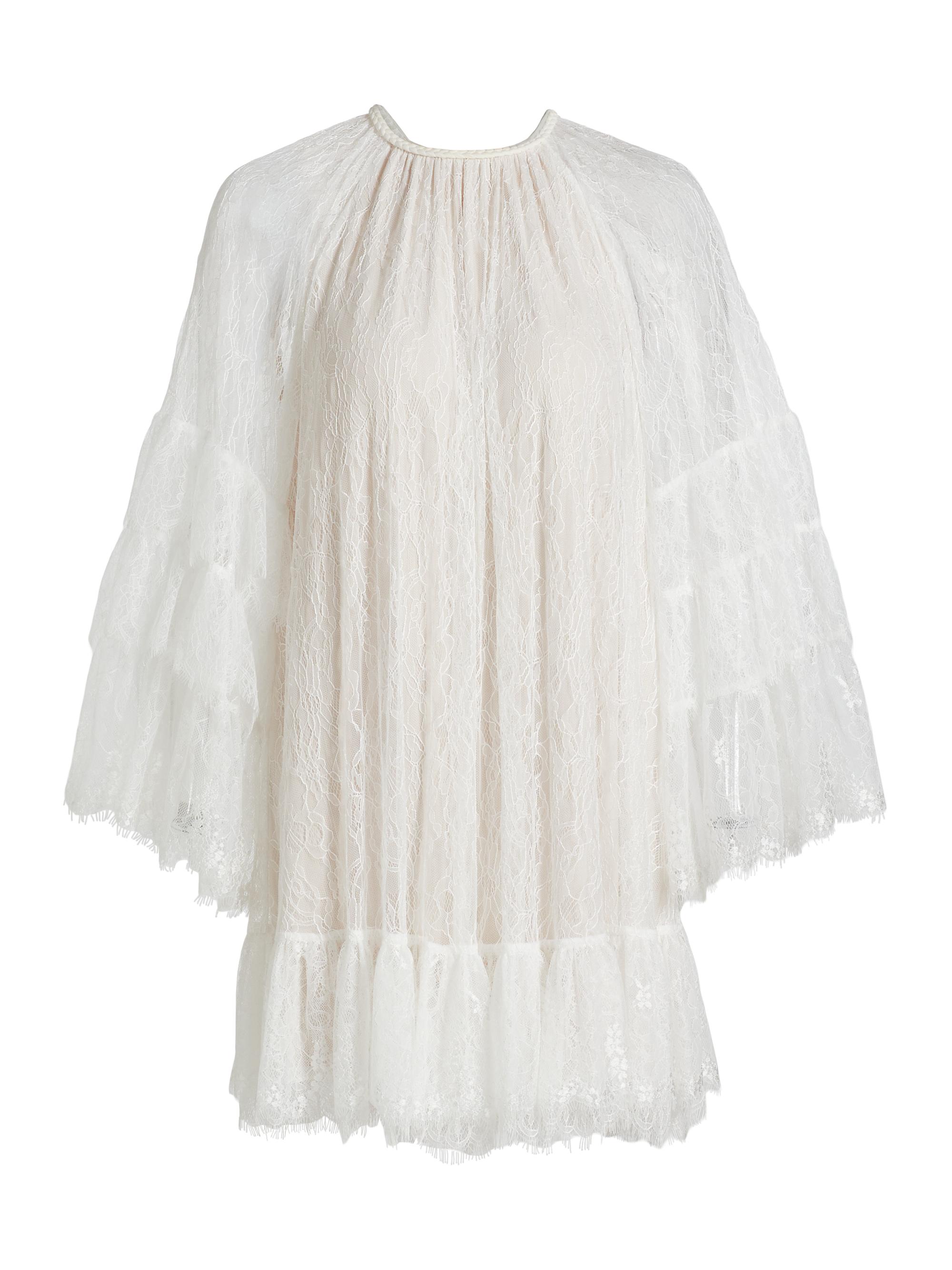 Alice + Olivia Women's Delia Lace Ruffled Tunic Minidress - Off White