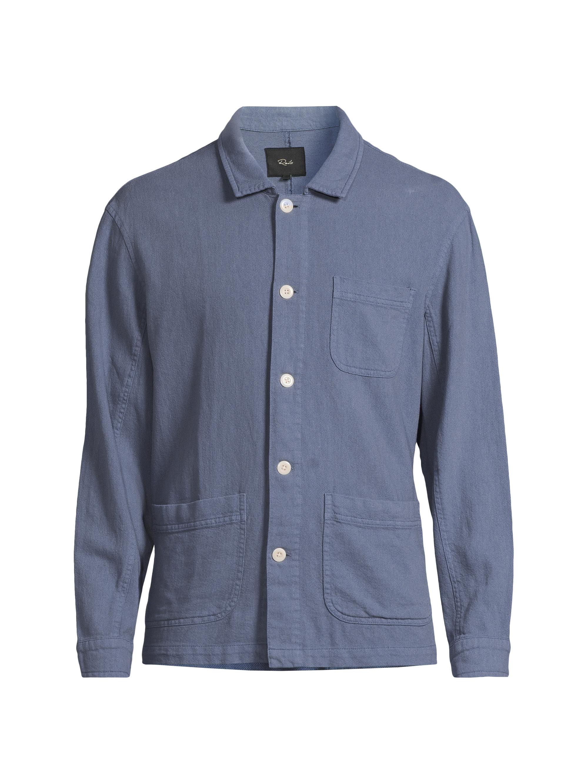 Rails Men's Ambrose Cotton & Linen Utility-Style Coat - Washed Blue