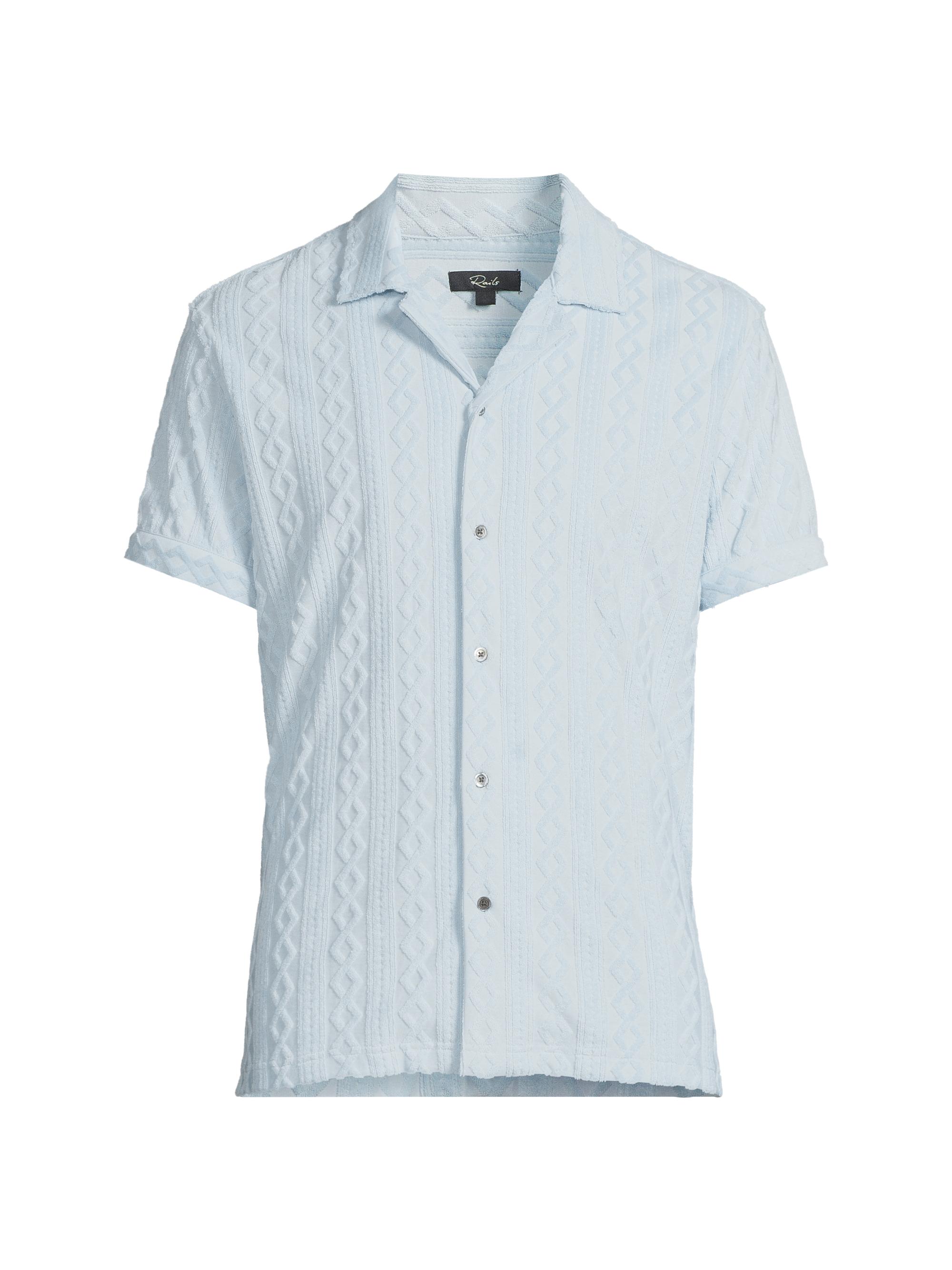 Rails Men's Maverick Cable-Knit Camp Shirt - Coastal Blue