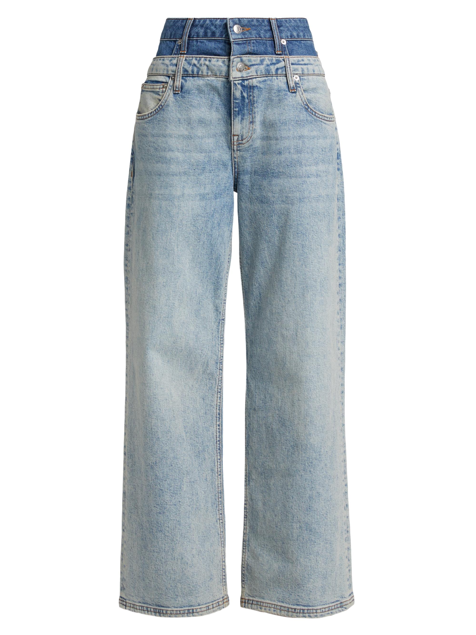 SIMKHAI Women's Kove Double-Waistband Jeans - Two Tone Del Mar