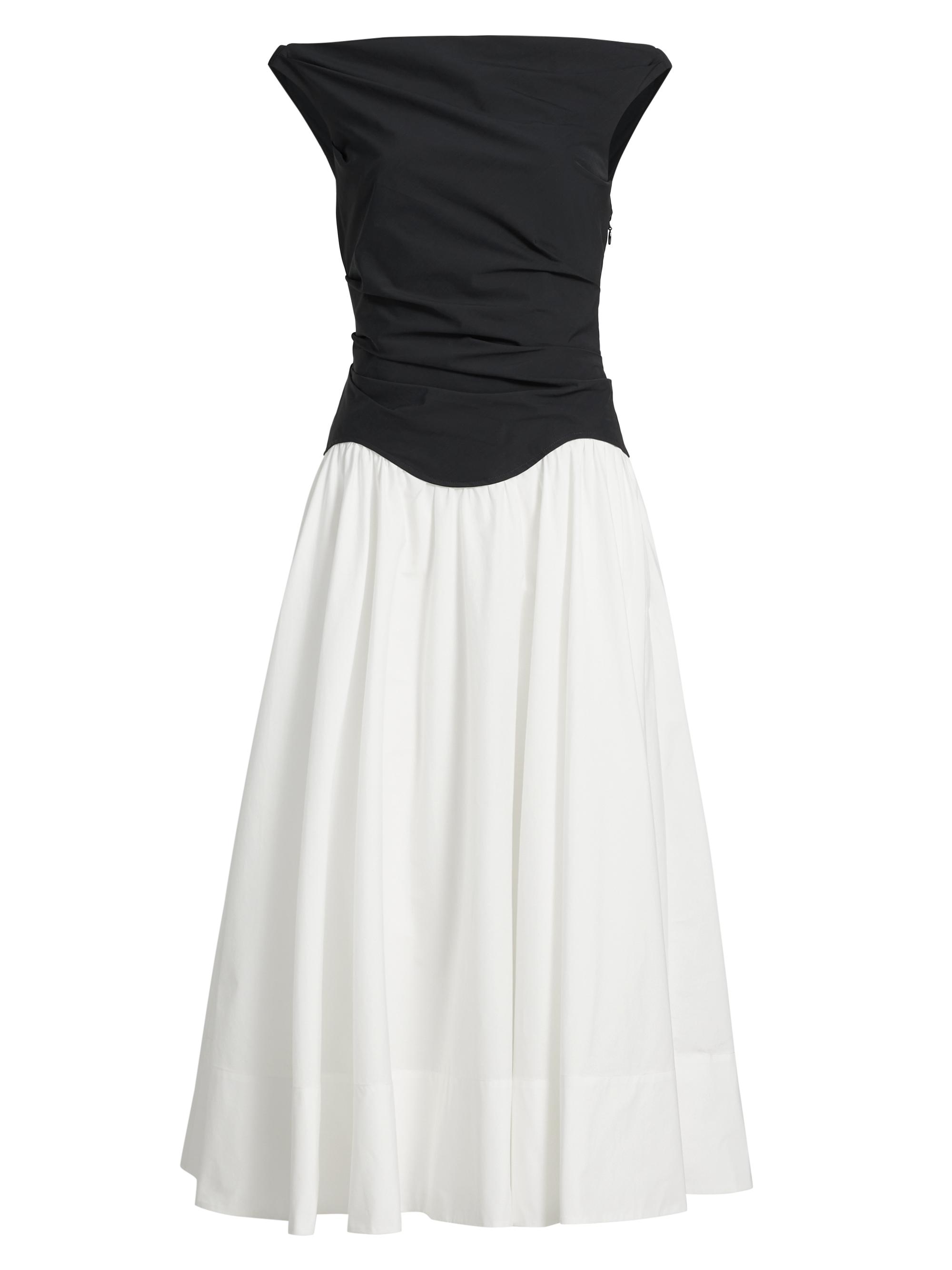 SIMKHAI Women's Cersei Off-the-Shoulder Midi-Dress - White Black Multi