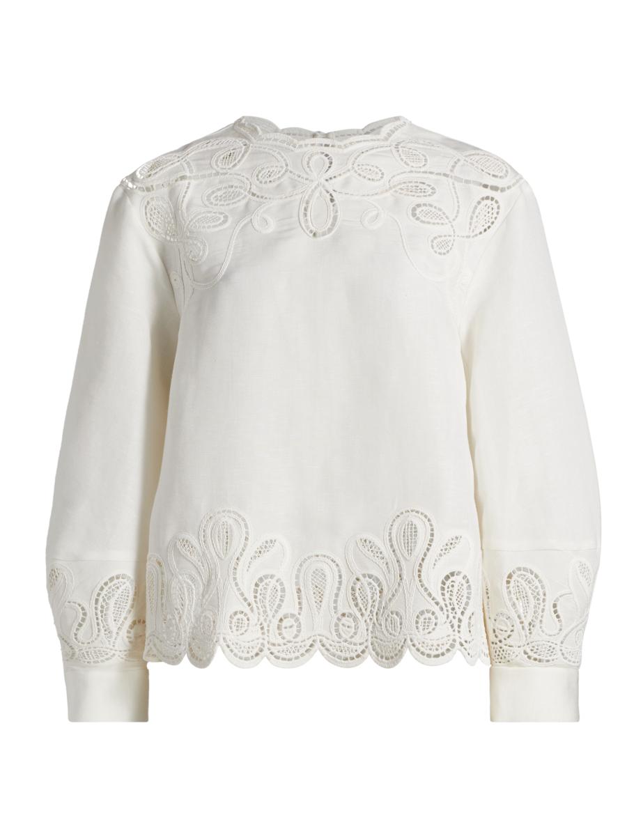 FaB Fyendal's Spring Tunic 英語版　白枠 SIMKHAI Wendlyn Linen-Blend Long-Sleeve Top | Saks Fifth Avenue