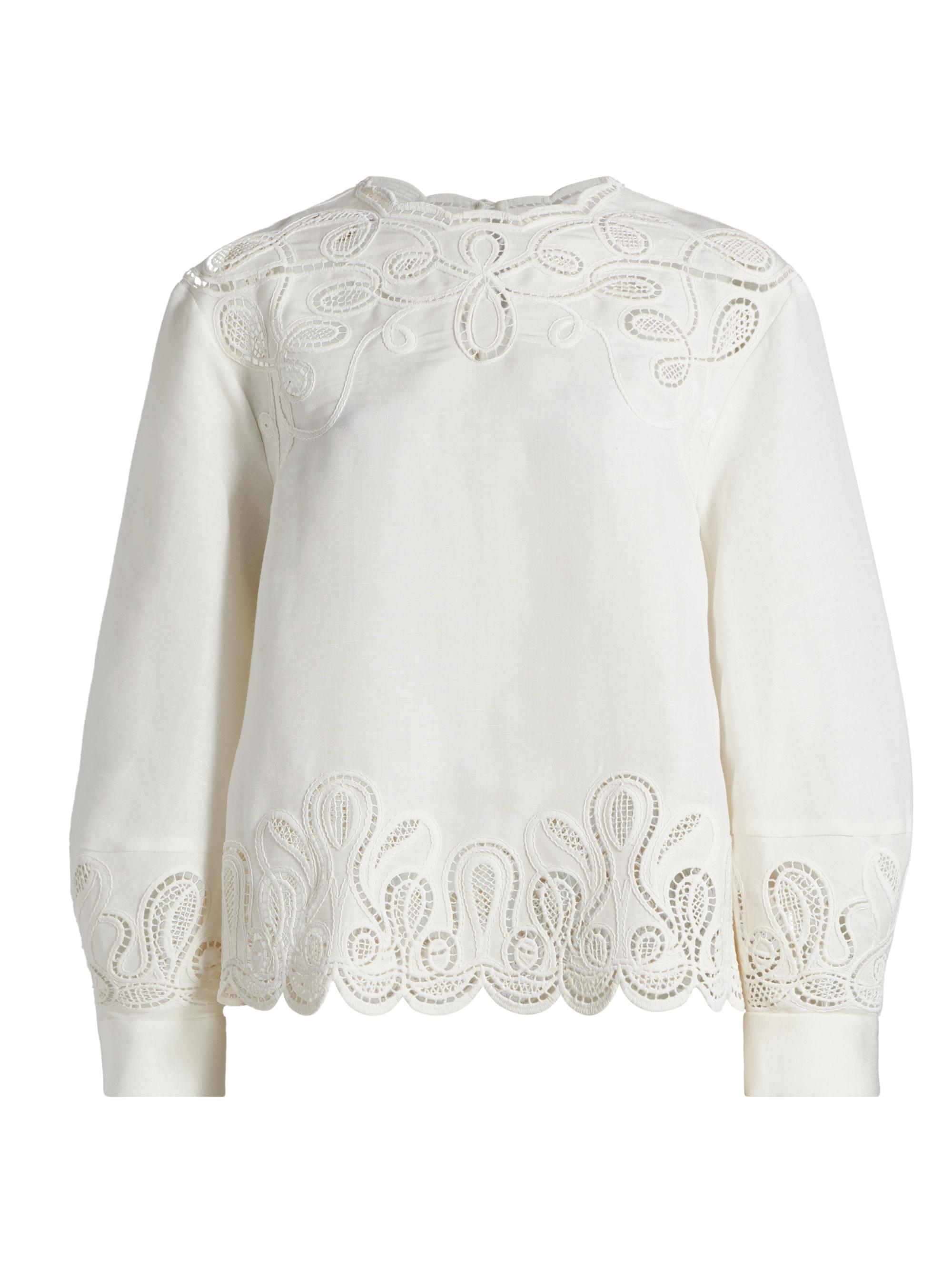 SIMKHAI Women's Wendlyn Linen-Blend Long-Sleeve Top -