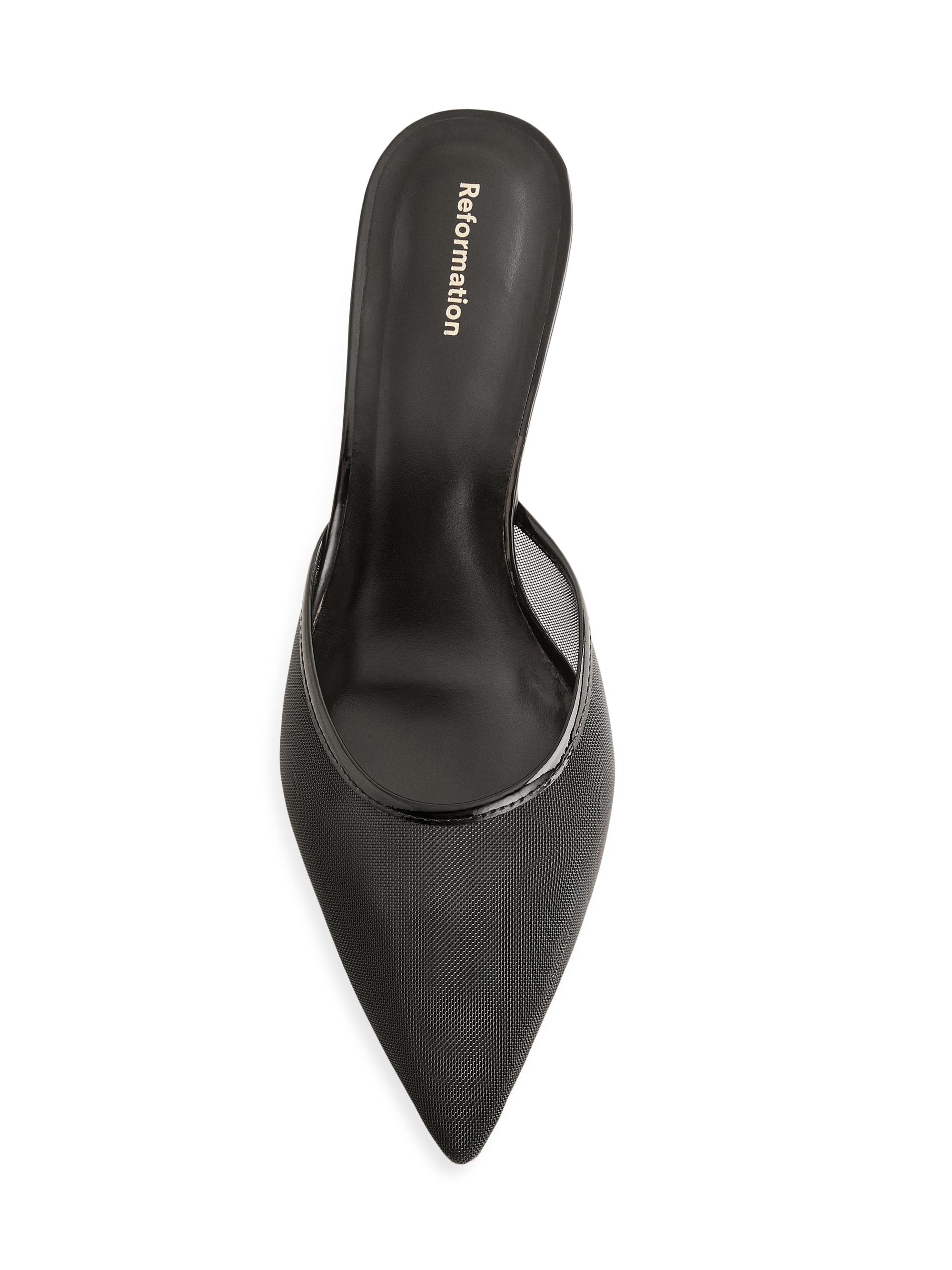 Reformation Wilda 50MM Mesh Kitten-Heel Mules | Saks Fifth Avenue