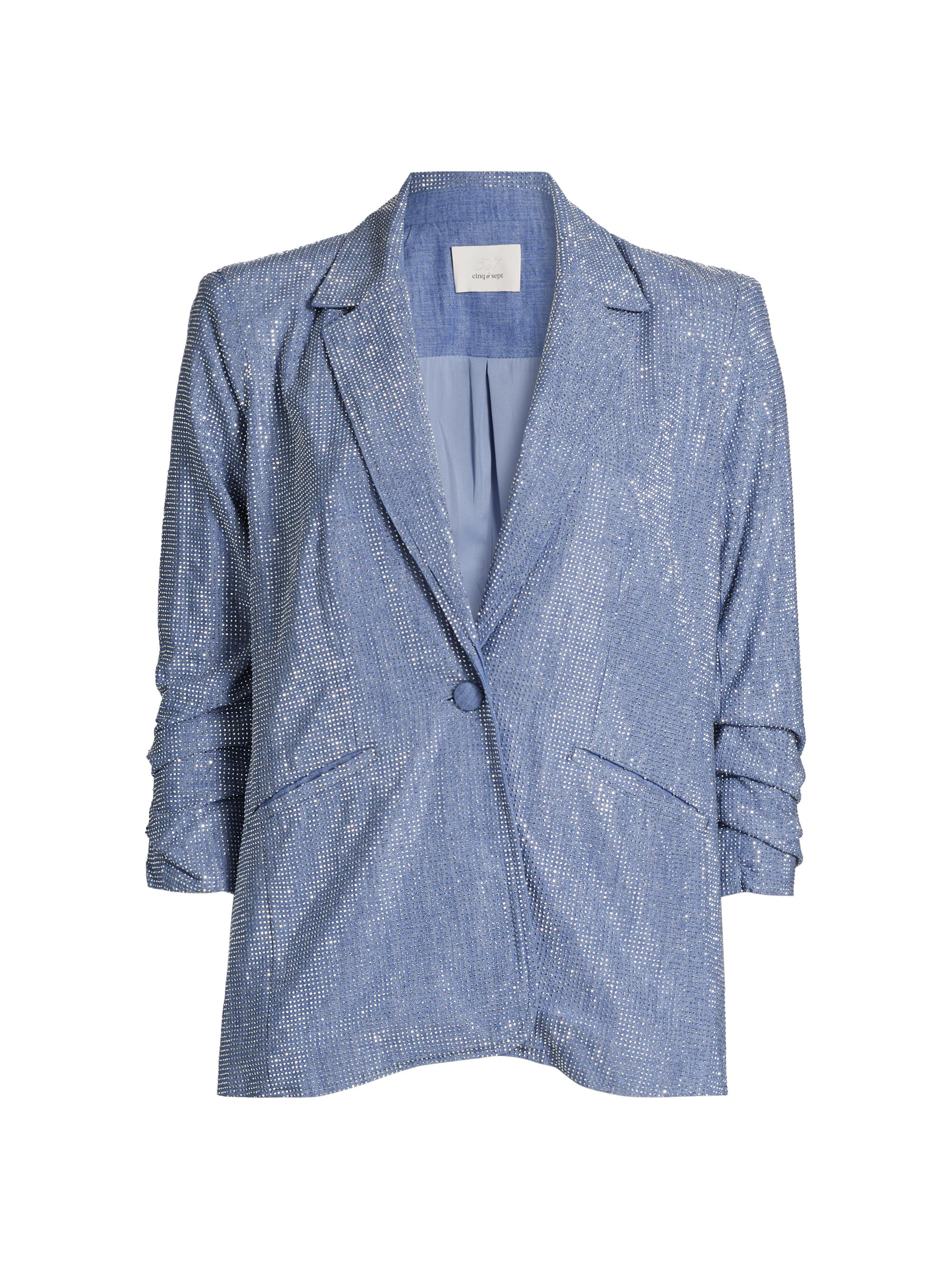 CINQ A SEPT Women's Kylie Embellished Chambray One-Button Jacket - Medium Blue