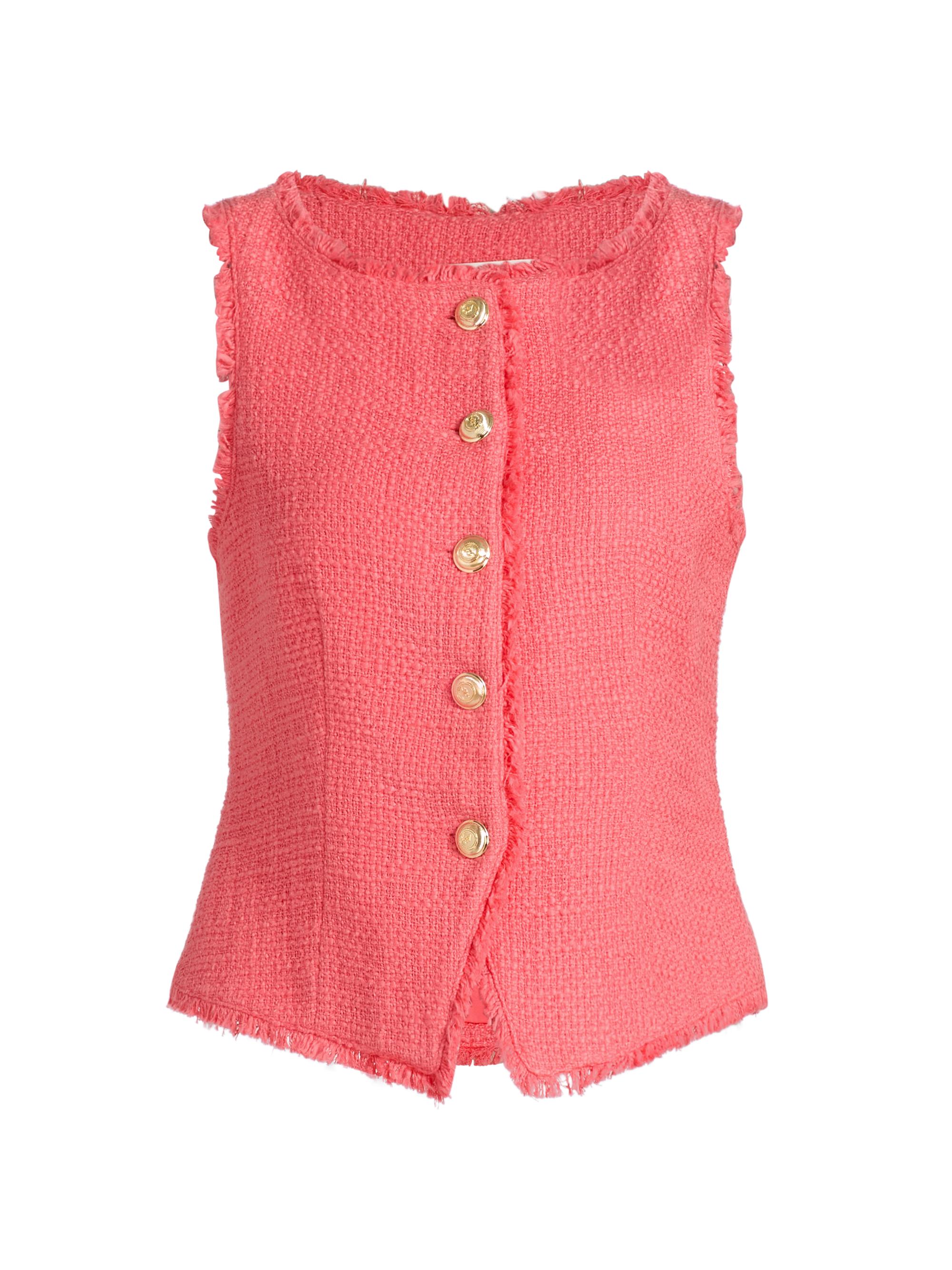 Cinq à Sept Women's Camen Bouclé-Tweed Cotton Vest - Sunset Blush