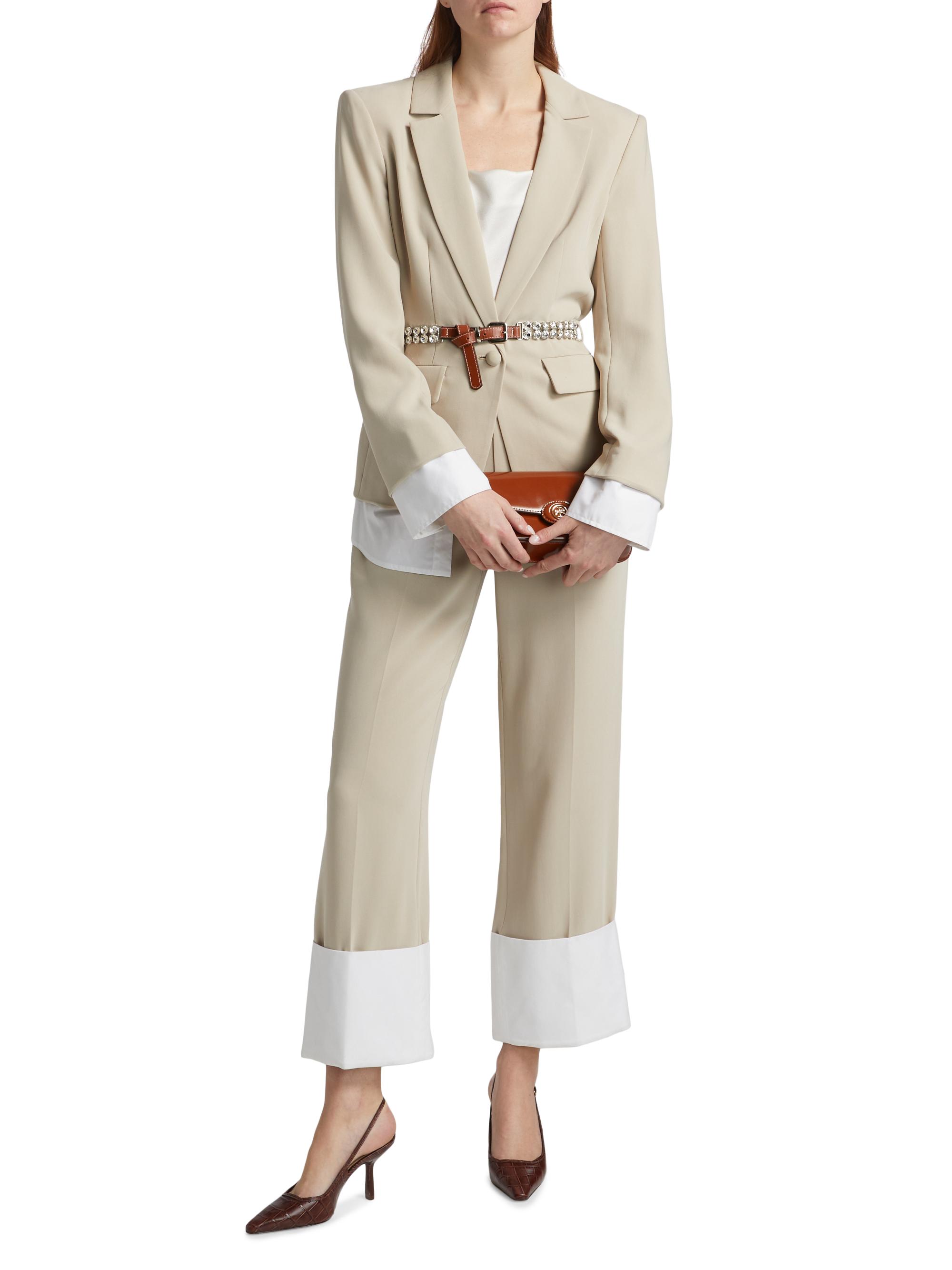 Cinq à Sept Women's Maesa Turn-Up Pants - Khaki White | Thumbnail 2