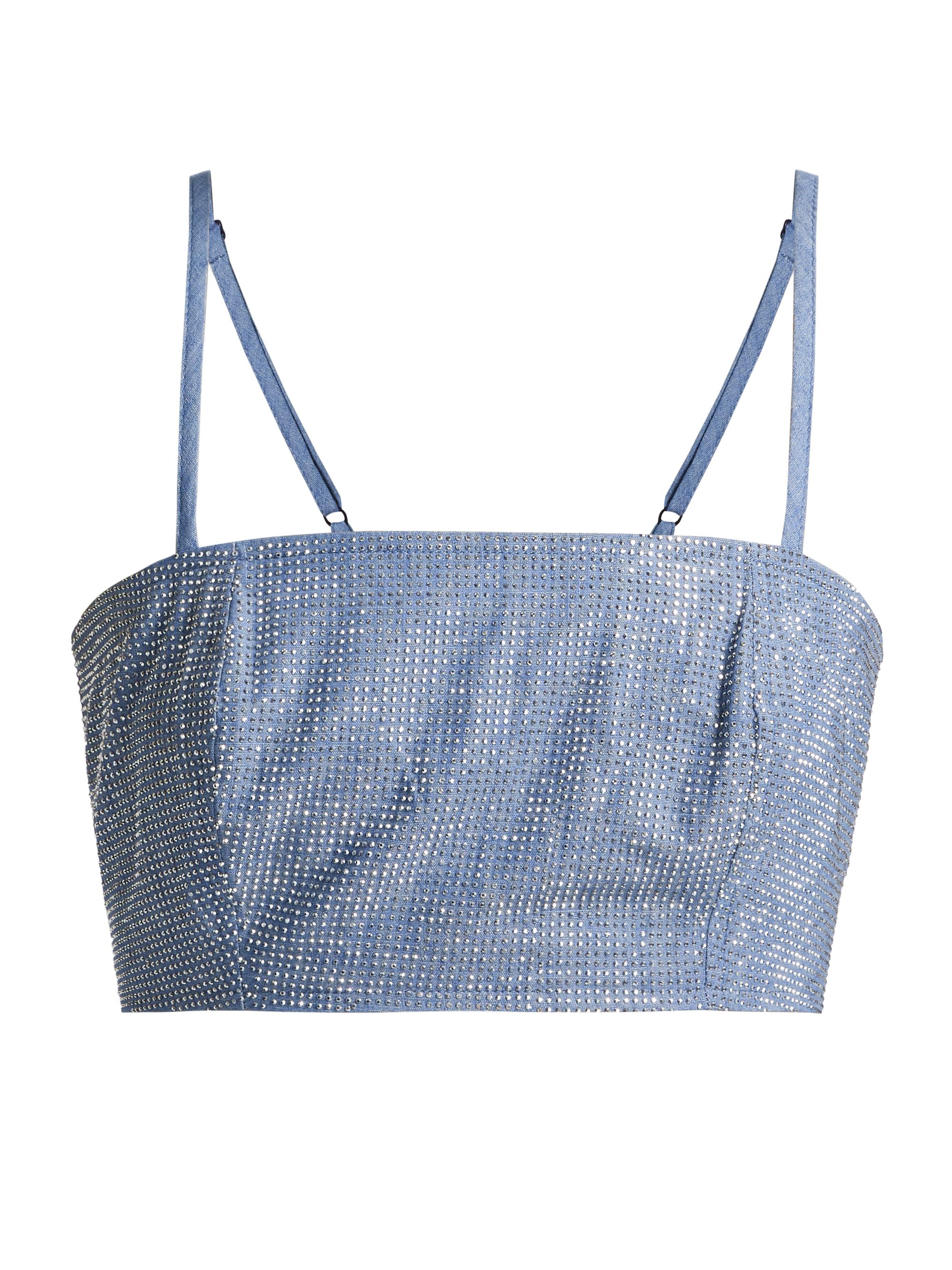 CINQ A SEPT Women's Chambray Heatset Nikki Top - Medium Blue