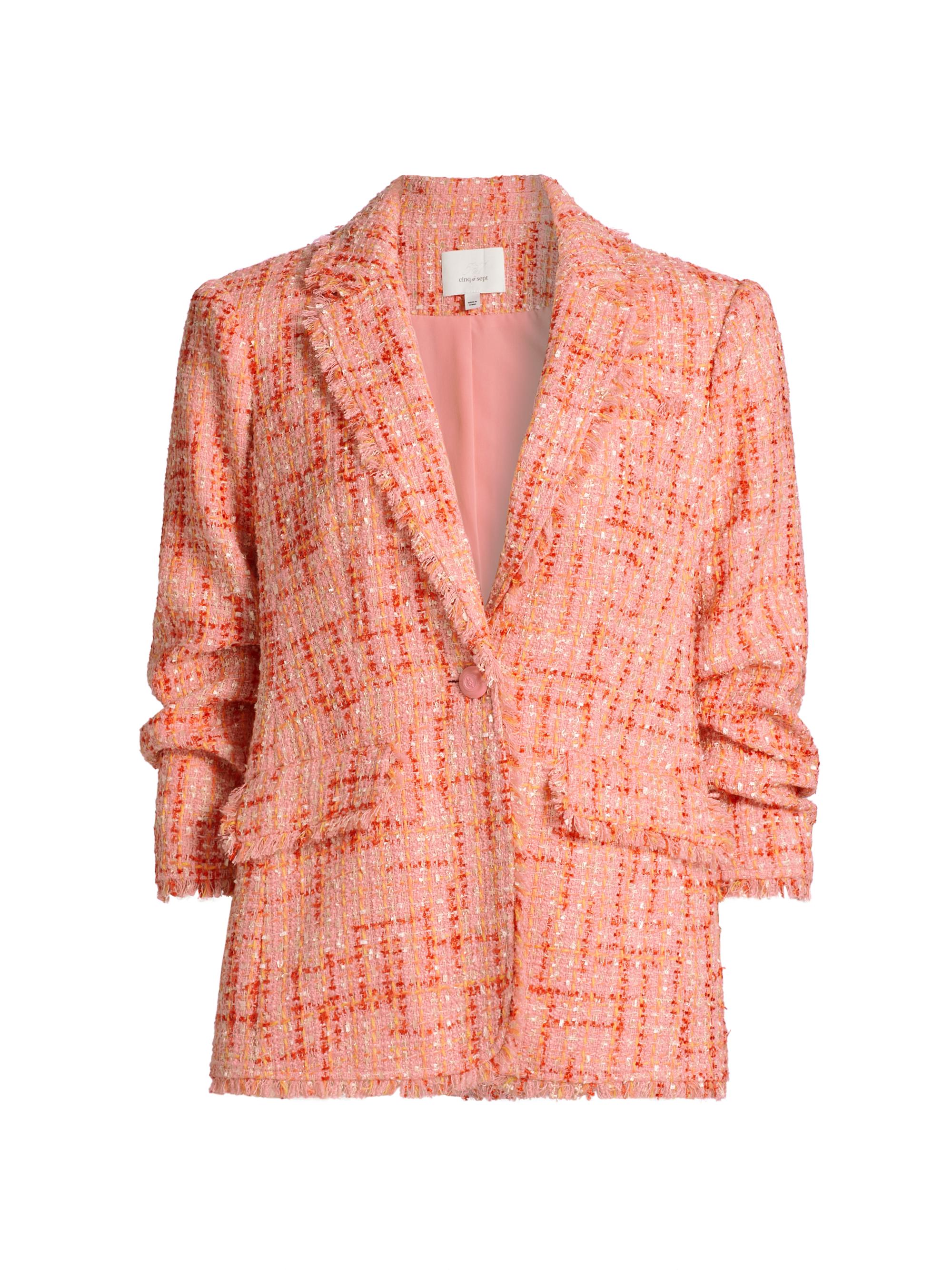 CINQ A SEPT Women's Lucie Boucle Khloe Blazer - Pink Poppy Multi