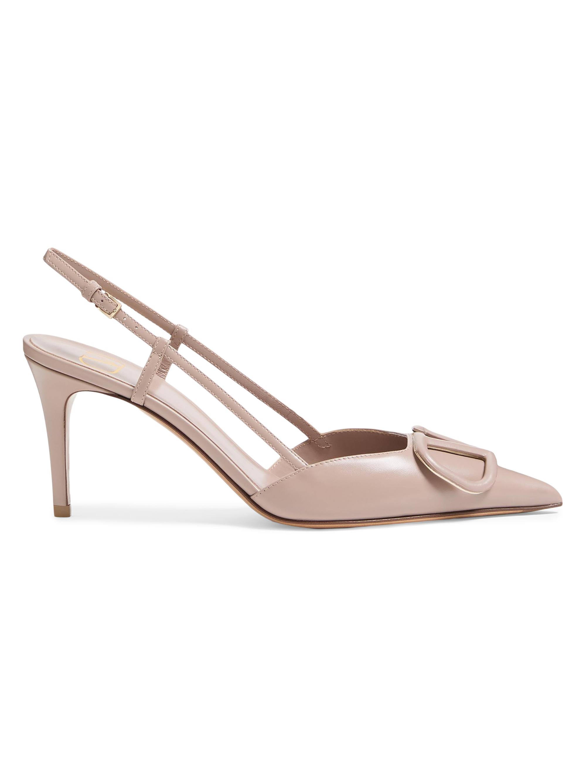 Valentino Garavani Women's VLogo Signature Calfskin 80MM Slingback Pumps - Poudre