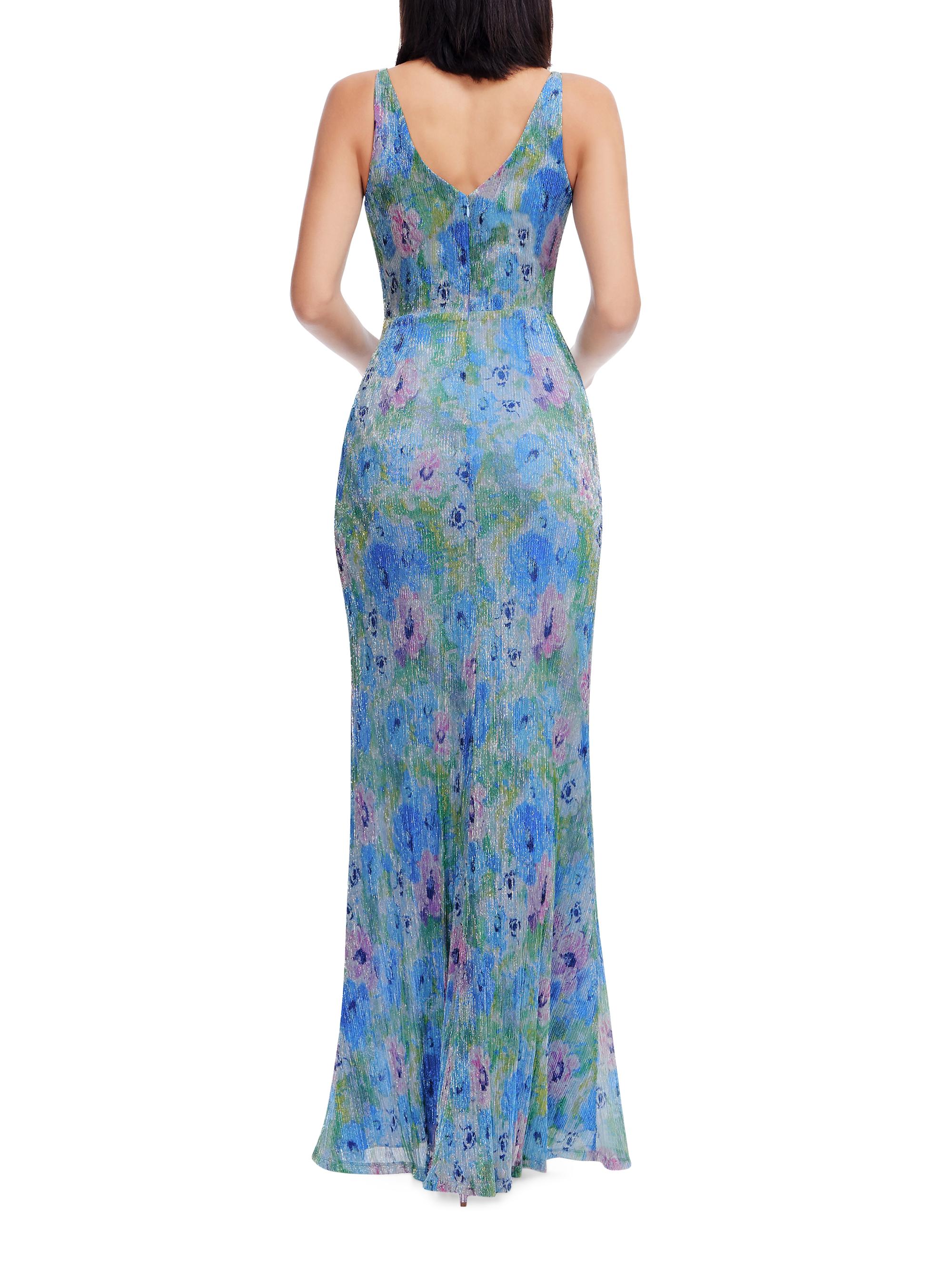 Dress the Population Jordan Side Ruched Gown - Sky Multi - XL