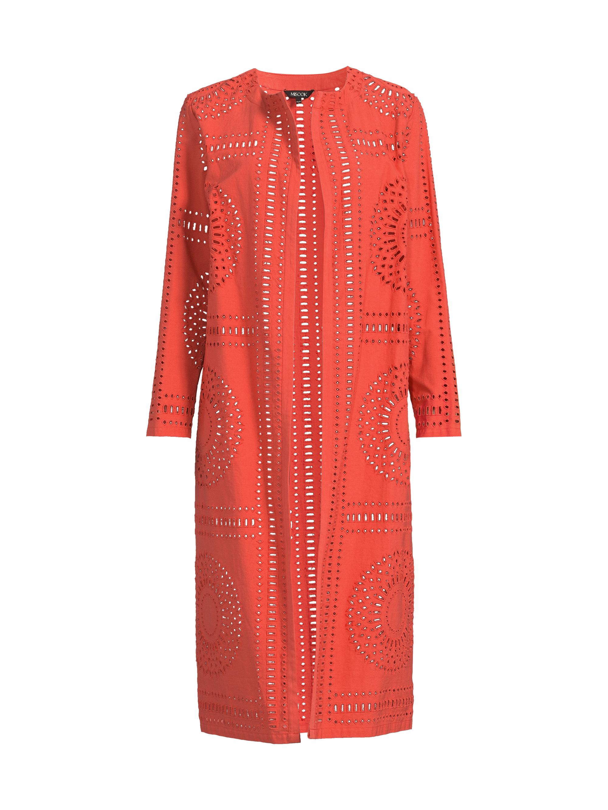 Misook Women's Eyelet Cotton Jacket - Spice