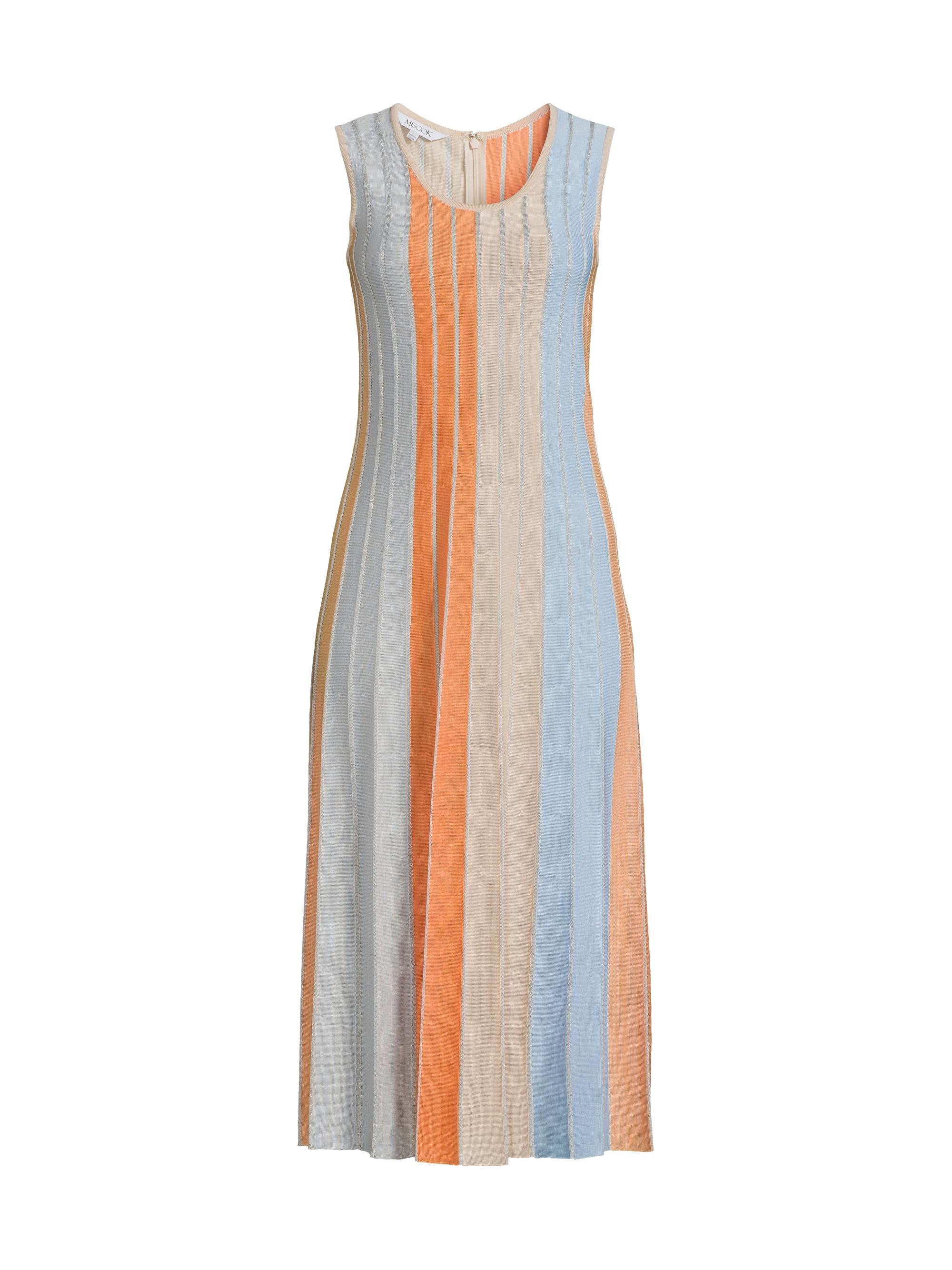 Misook Women's Striped A-Line Midi-Dress - Arctic