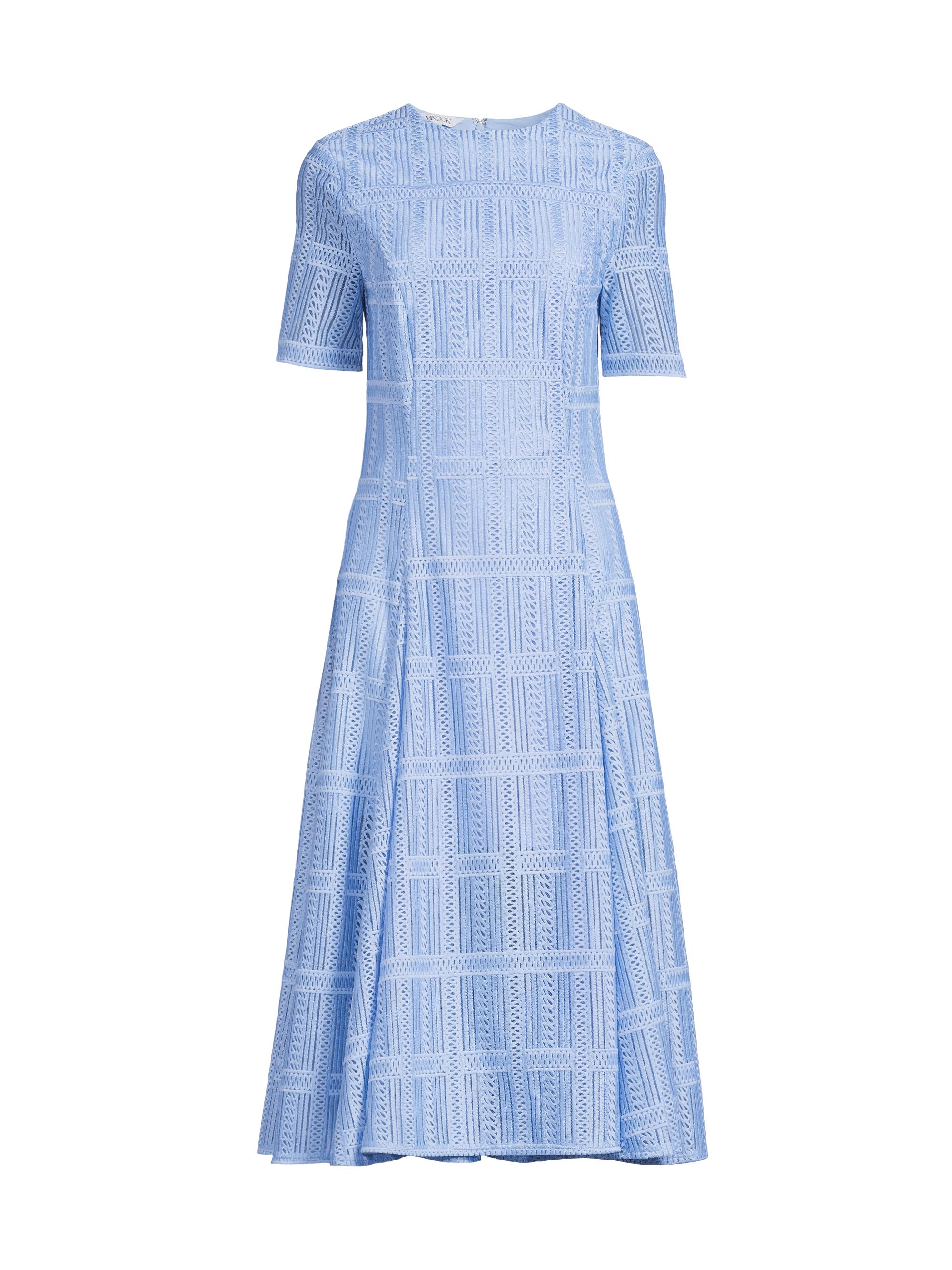 Misook Women's Textured A-Line Midi-Dress - Arctic