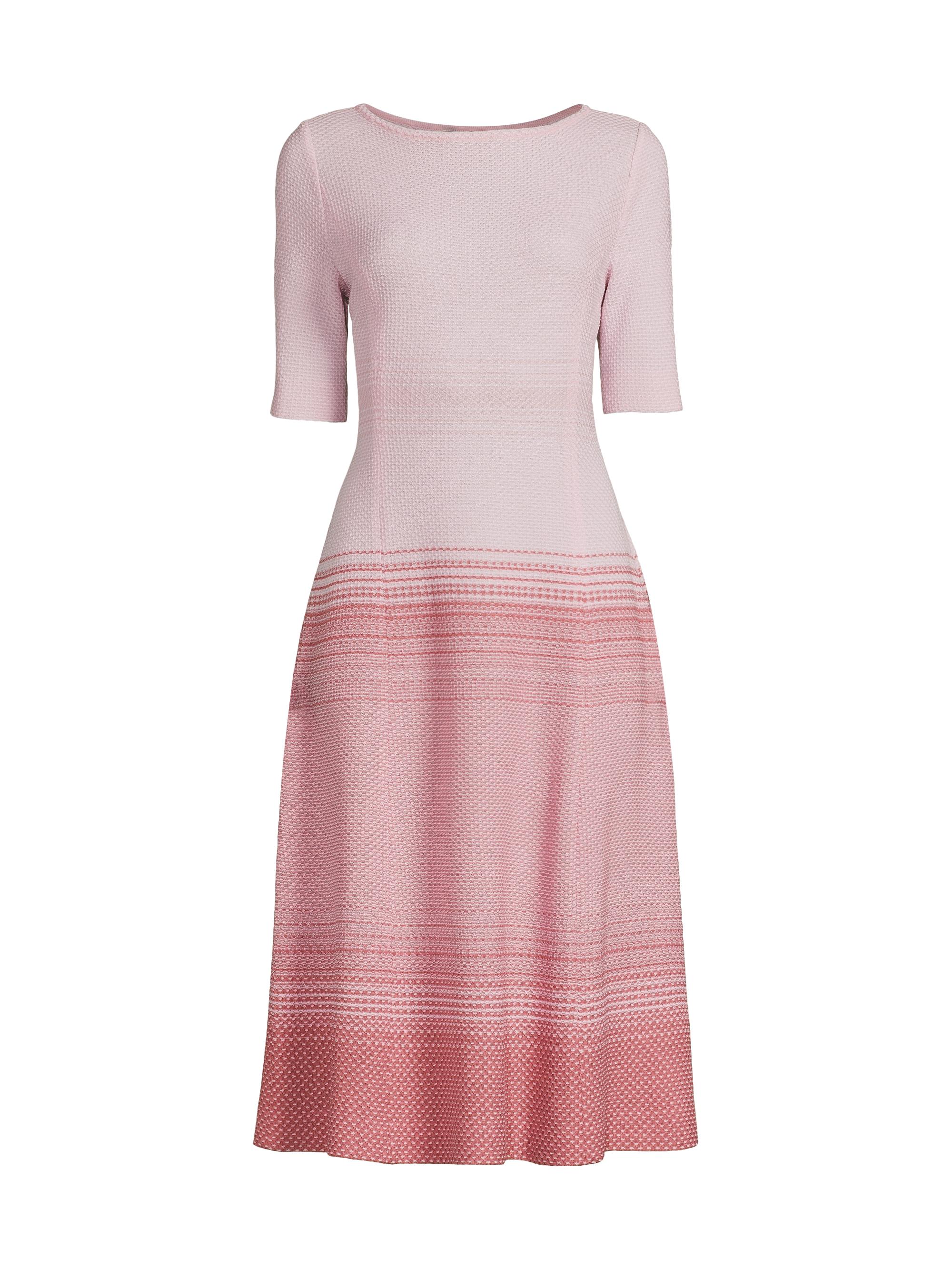 Misook Women's Striped Knit A-Line Midi-Dress - Soft Blush