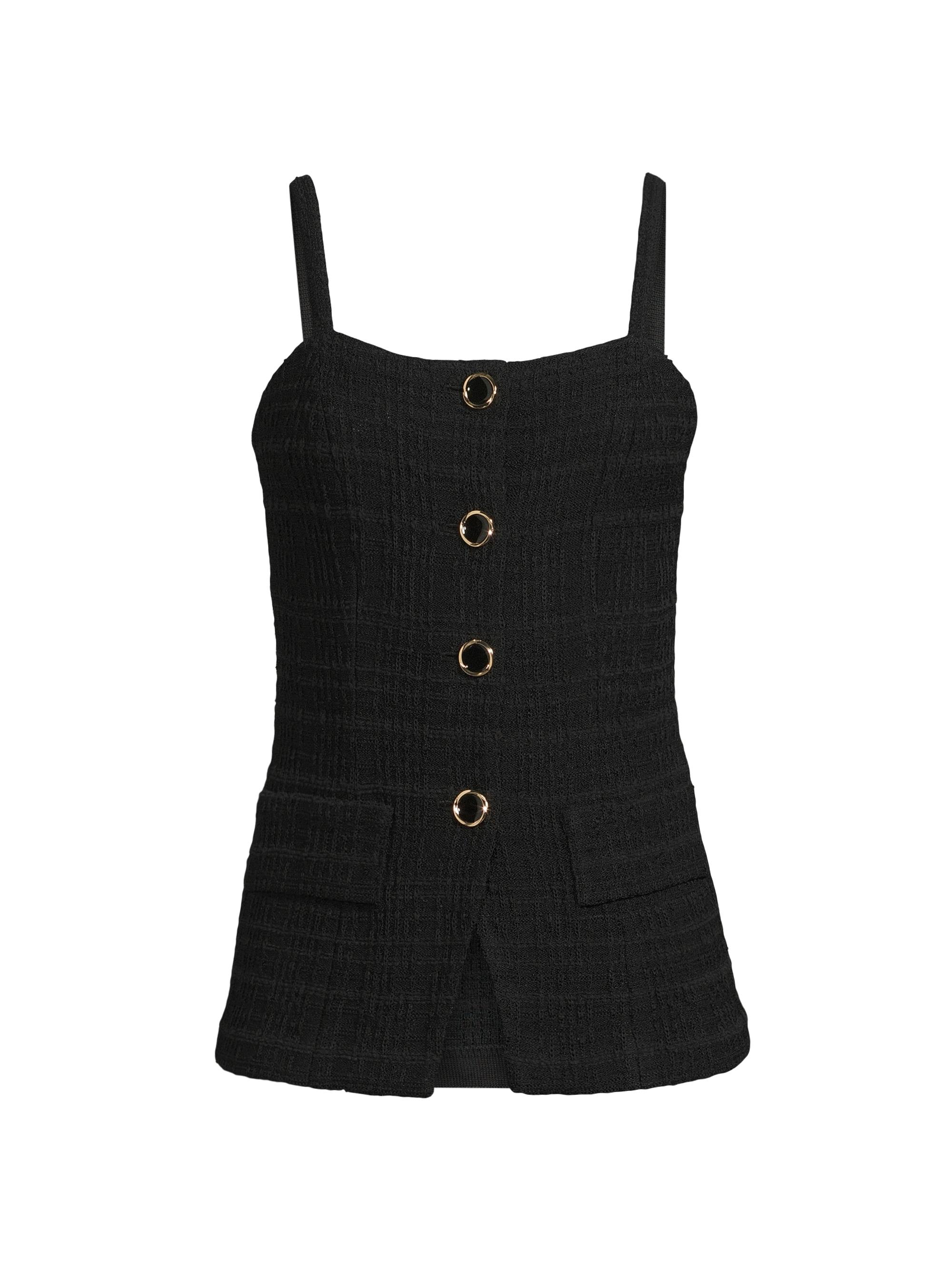 Misook Women's Plaid Textured Knit Tank - Black